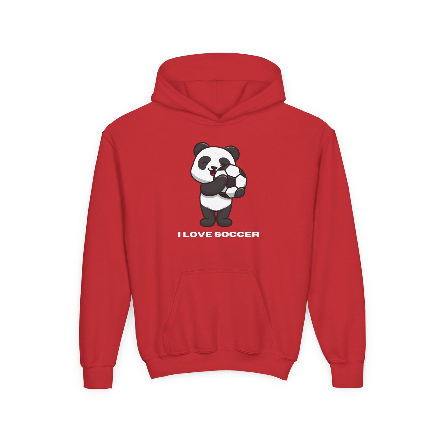 Kids Panda Soccer Hoodie – "I Love Soccer" Youth Hooded Sweatshirt