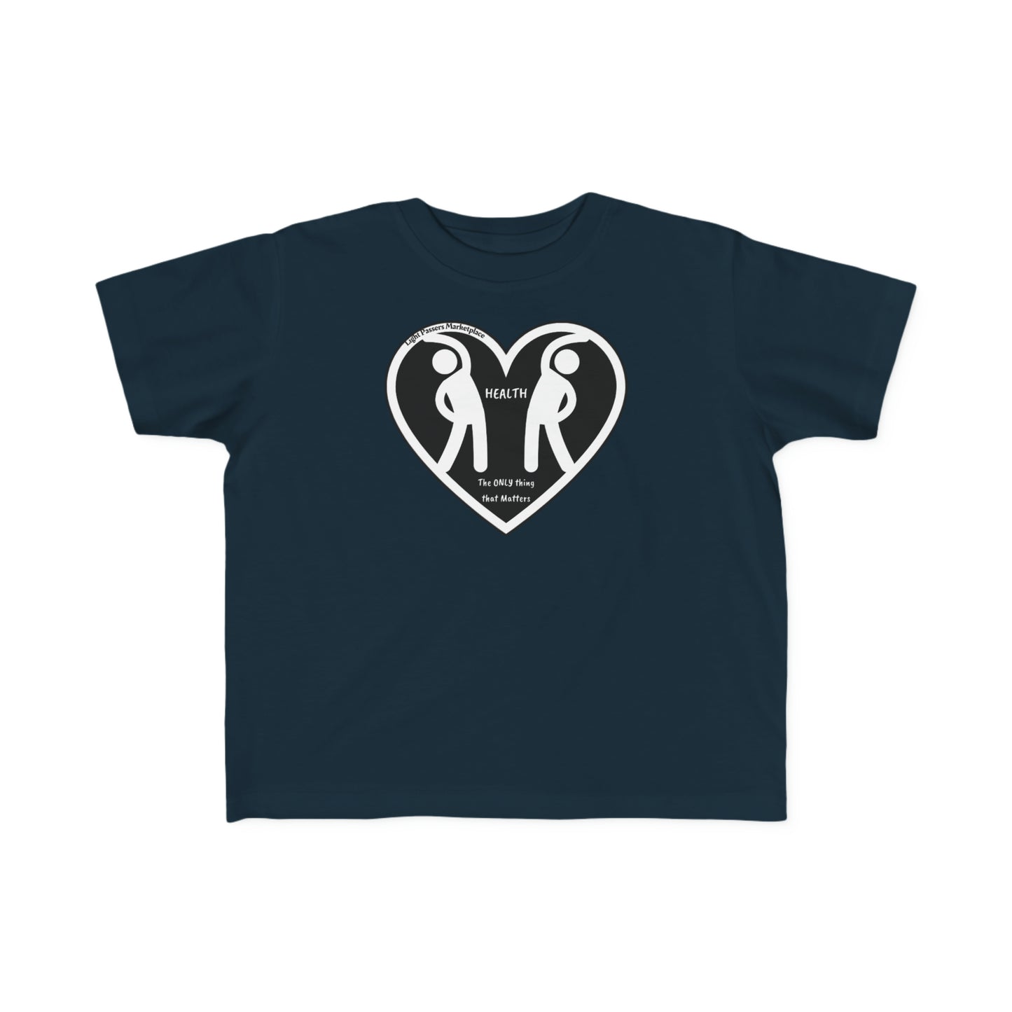 A toddler's 2 figures Stretch Toddler T-shirt in soft, durable fabric with a high-quality print. 100% combed cotton, tear-away label, classic fit, true to size.