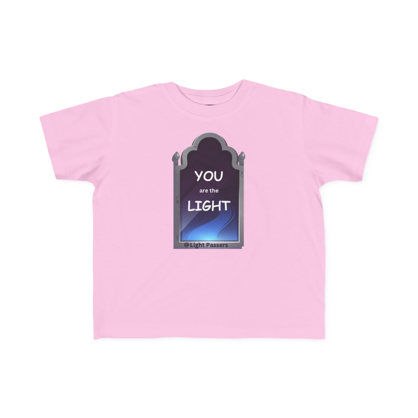 A toddler's tee featuring You are the Light Mirror design. Soft, durable 100% combed cotton with high-quality print. Light fabric, tear-away label, classic fit, true to size.