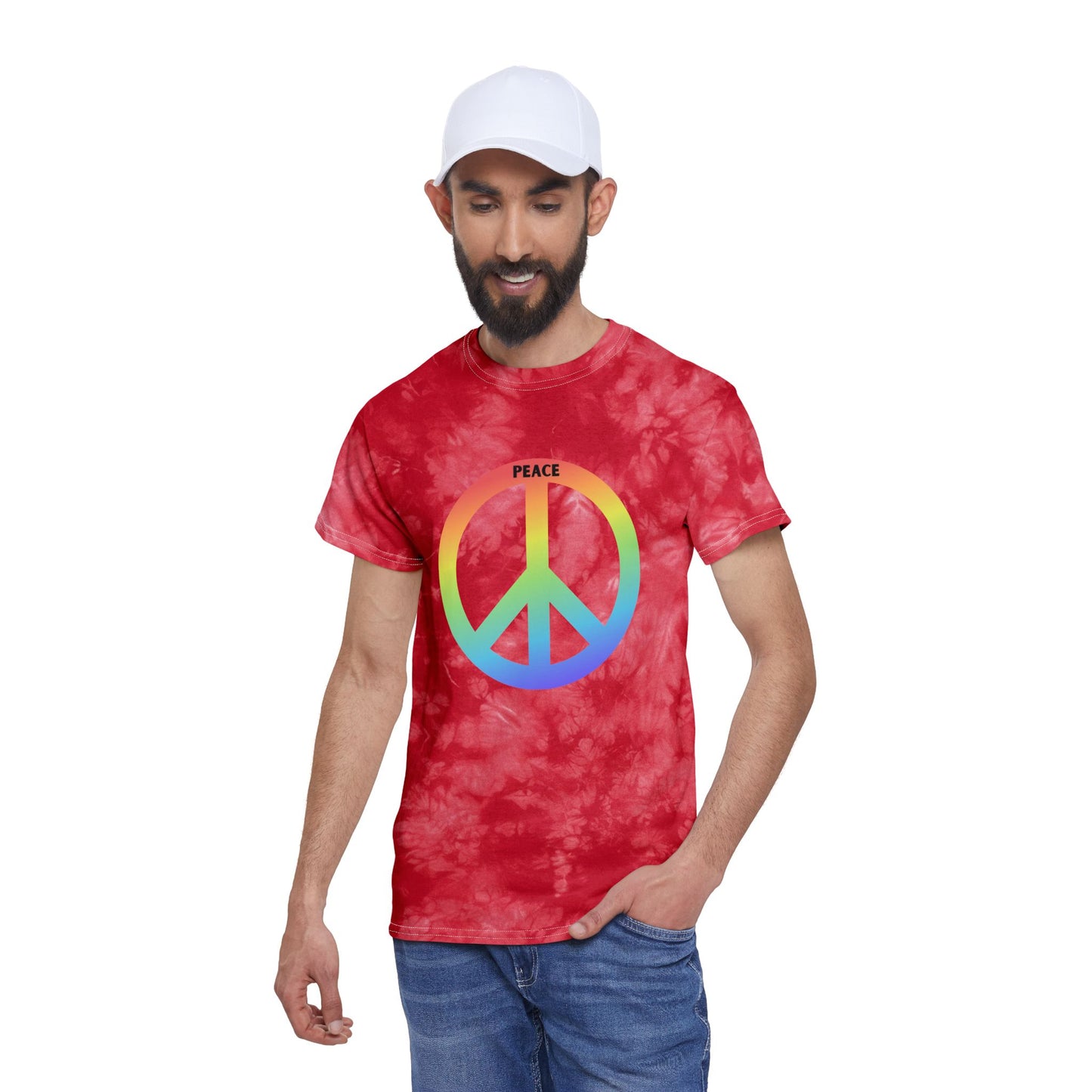 Tie-Dye Tee Crystal Peace Sign 60s 70s Inspired T-Shirt