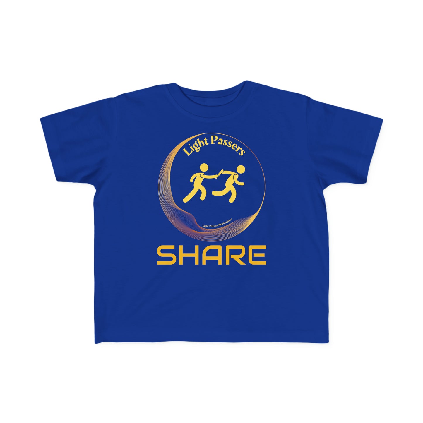 A toddler t-shirt featuring Light Passers Relay Share design on soft, durable fabric for sensitive skin. Made of 100% combed cotton, 4.5 oz/yd², with a tear-away label and a classic fit.