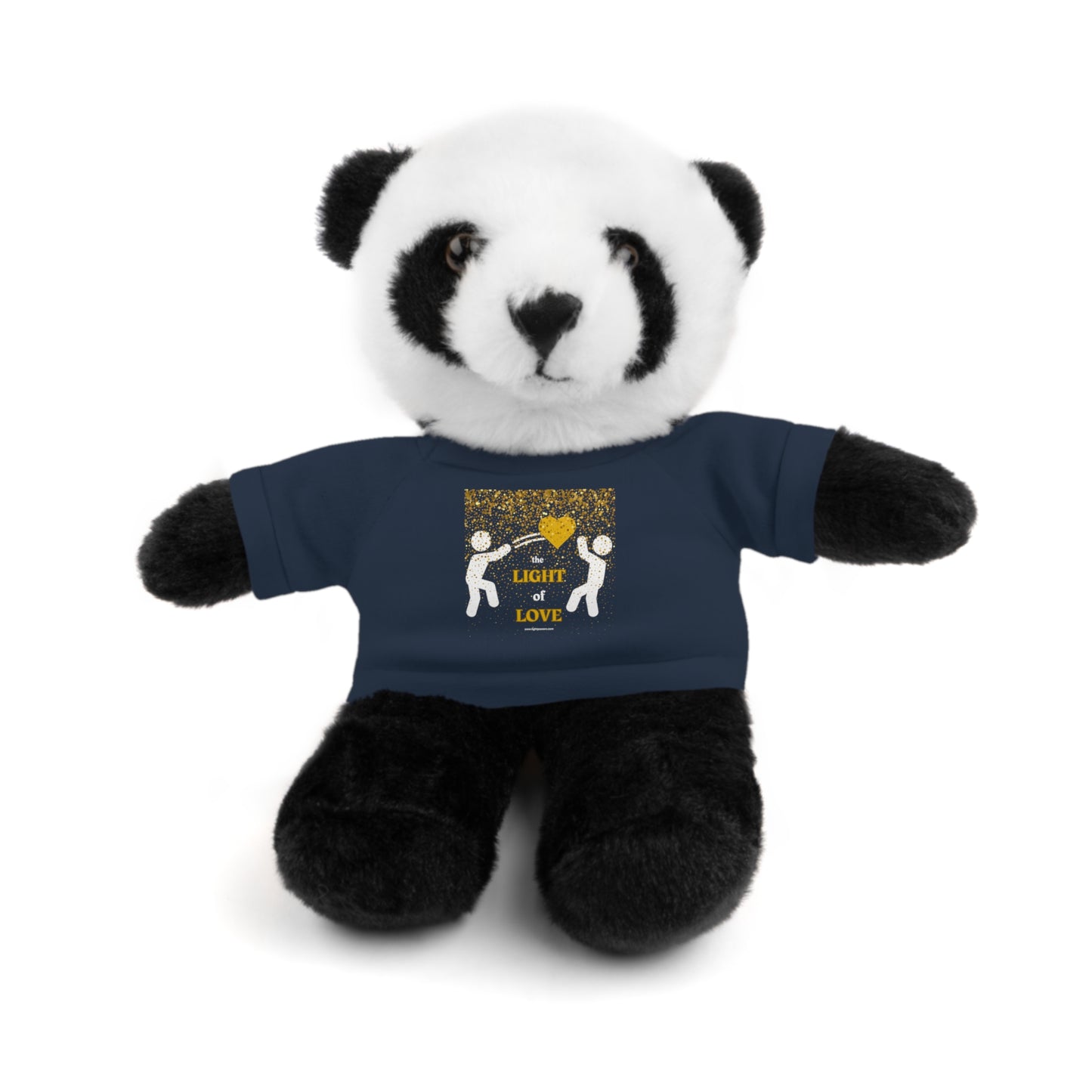 Stuffed panda bear with a customizable shirt, part of Cool Stuff Stuffies Light of Love collection, 8 inches tall, suitable for ages 3+.