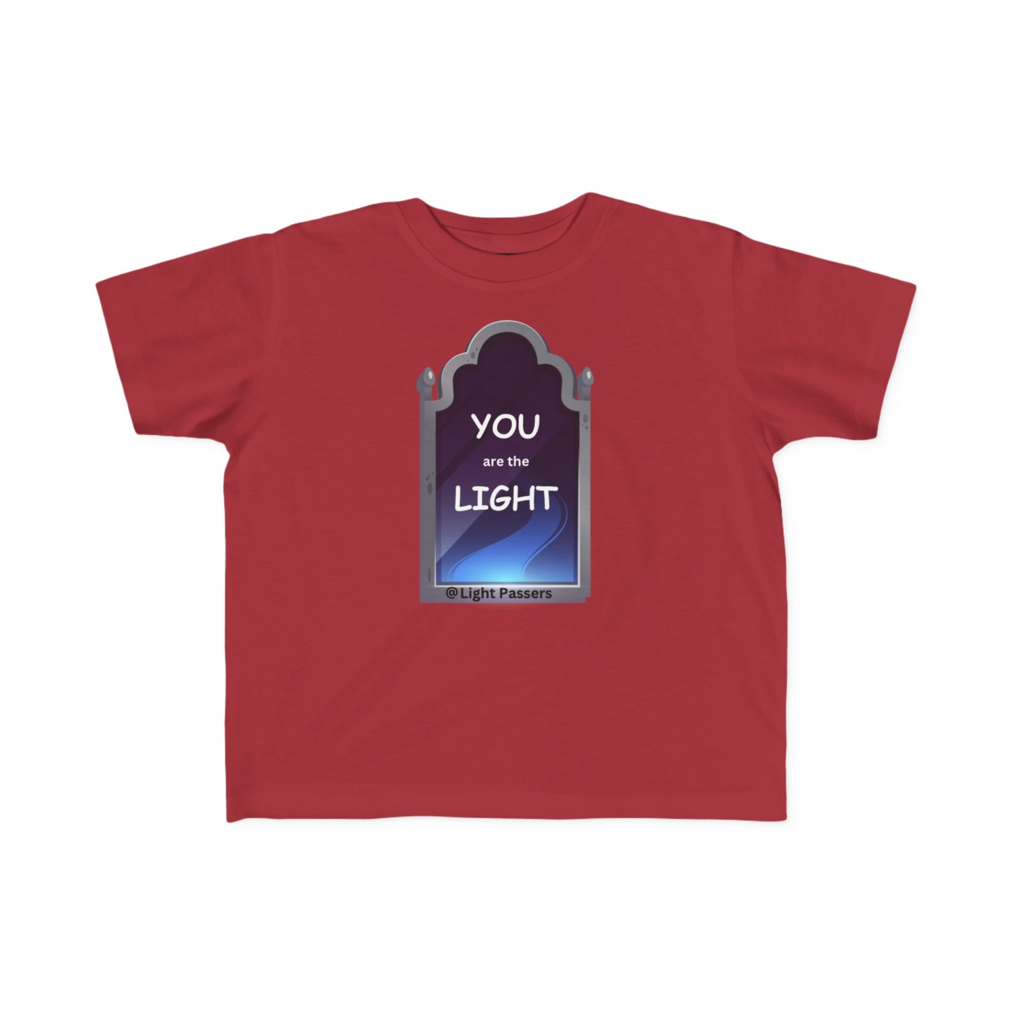 A toddler tee featuring a mirror design, soft combed cotton, durable print, and tear-away label. Perfect for sensitive skin and first adventures.