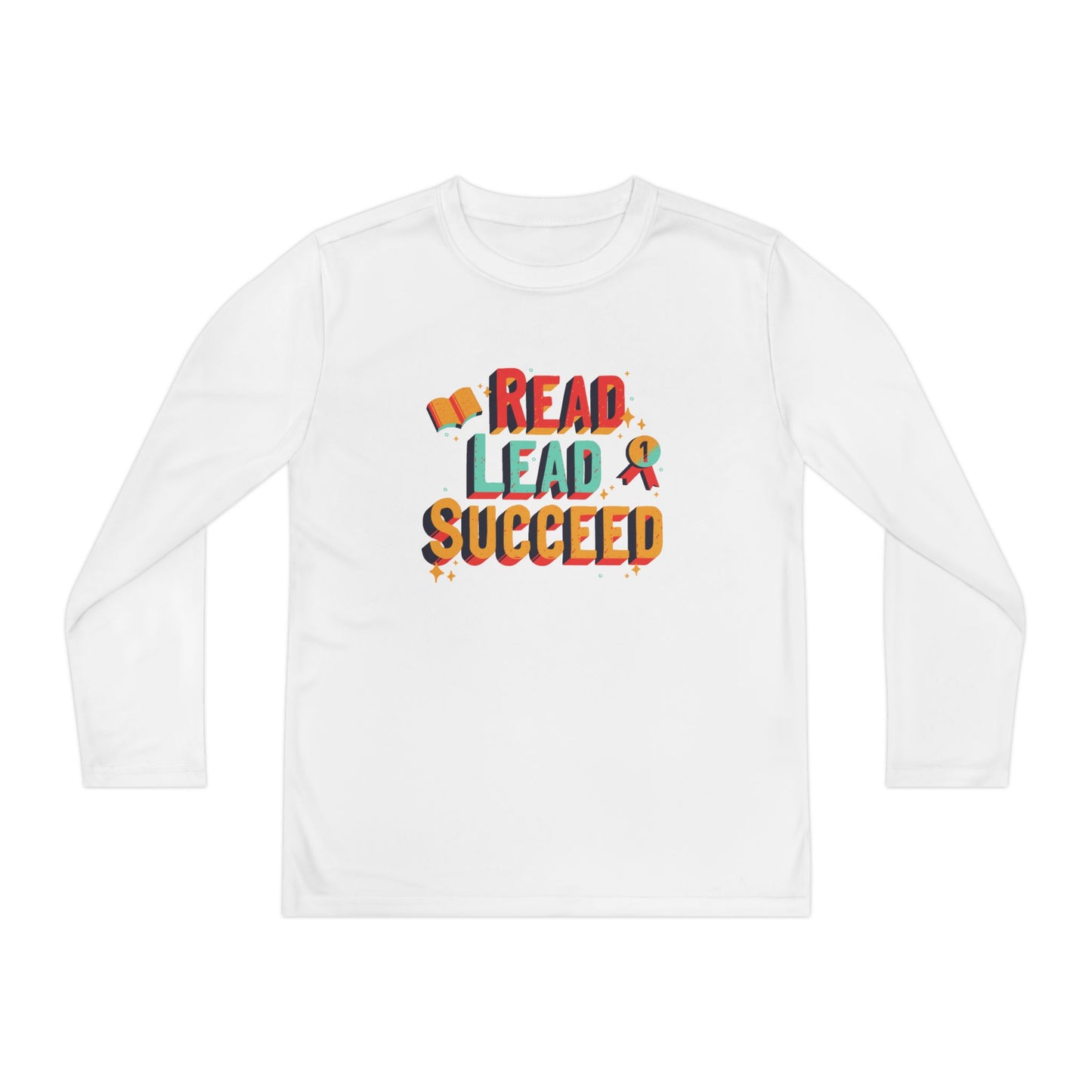 Read Lead Succeed Youth Long Sleeve Tee — Motivational Kids School Shirt