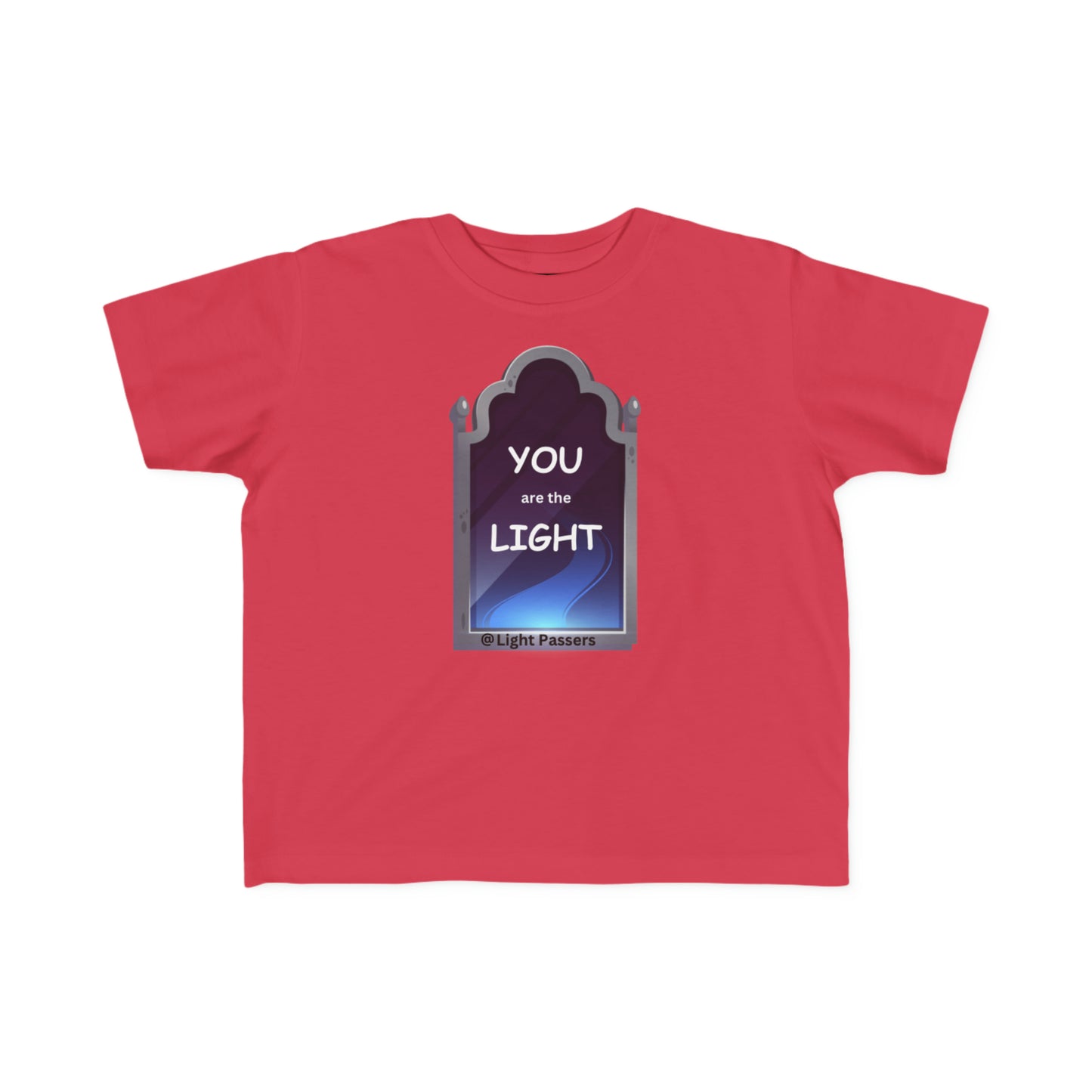 A toddler's tee featuring the You are the Light Mirror design. Soft, durable fabric with high-quality print. 100% combed cotton, light fabric, tear-away label, classic fit.