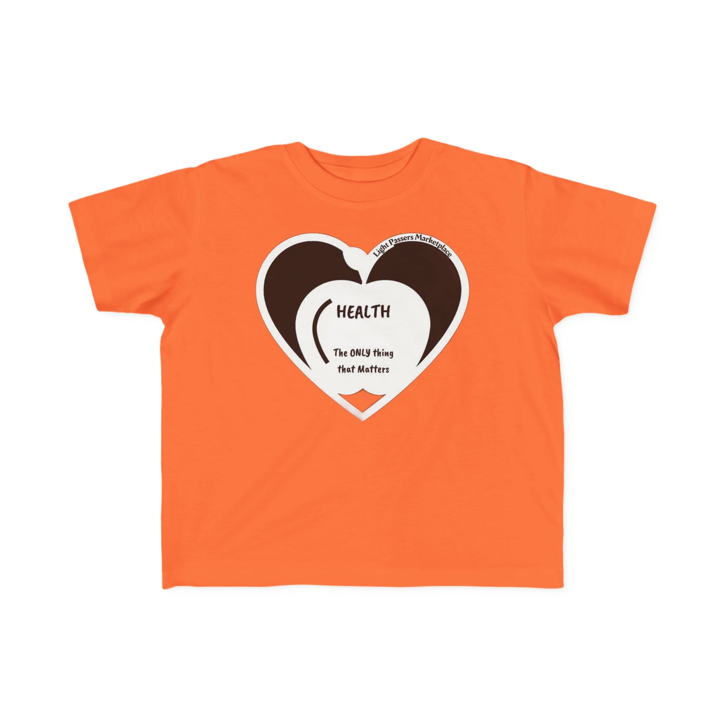 A soft, durable toddler t-shirt with a heart design and text, made of 100% combed cotton. Light fabric, tear-away label, classic fit, perfect for sensitive skin.