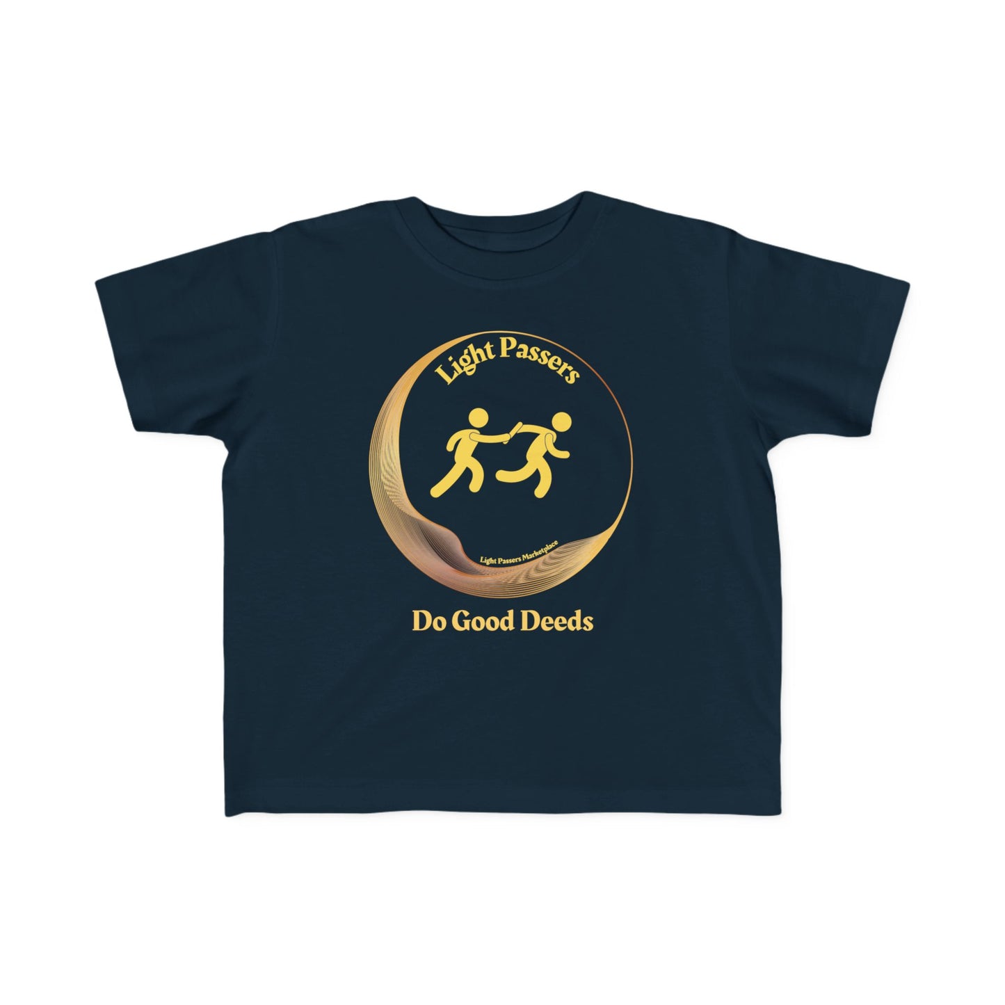 Toddler's Tee - 'Do Good Deeds' Light Passers Relay Design featuring two running figures, promoting positivity and kindness, ideal for active play and celebrations.