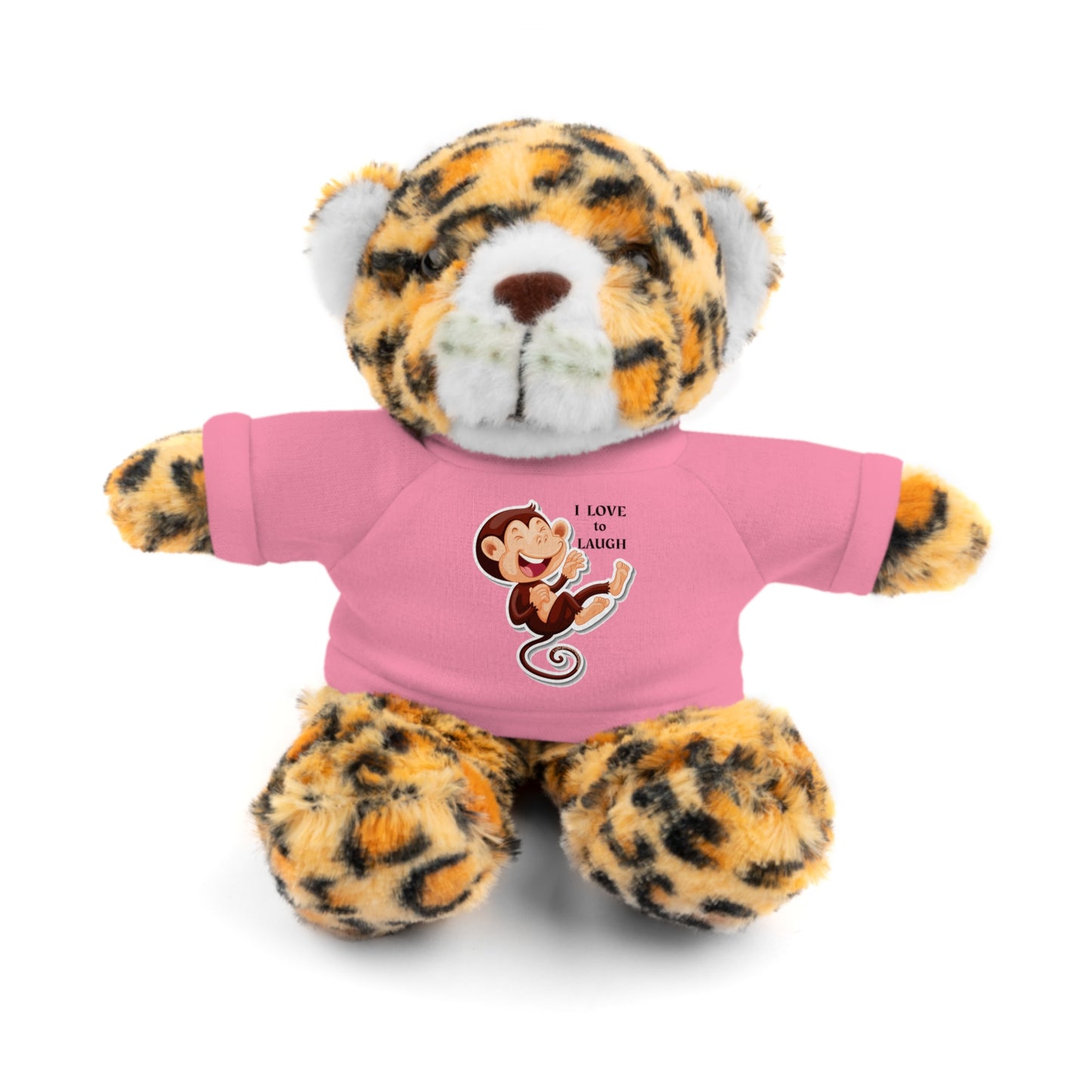 Cool Stuff Stuffies plush toy featuring a Monkey with a removable pink T-shirt that says 'I Love to Laugh', perfect for kids' play and snuggle.
