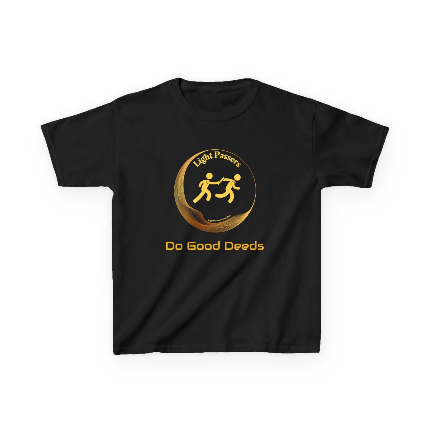 Youth T-Shirt featuring the Pass the Light Relay Logo with Do Good Deeds message; ideal for kids promoting kindness and positivity.