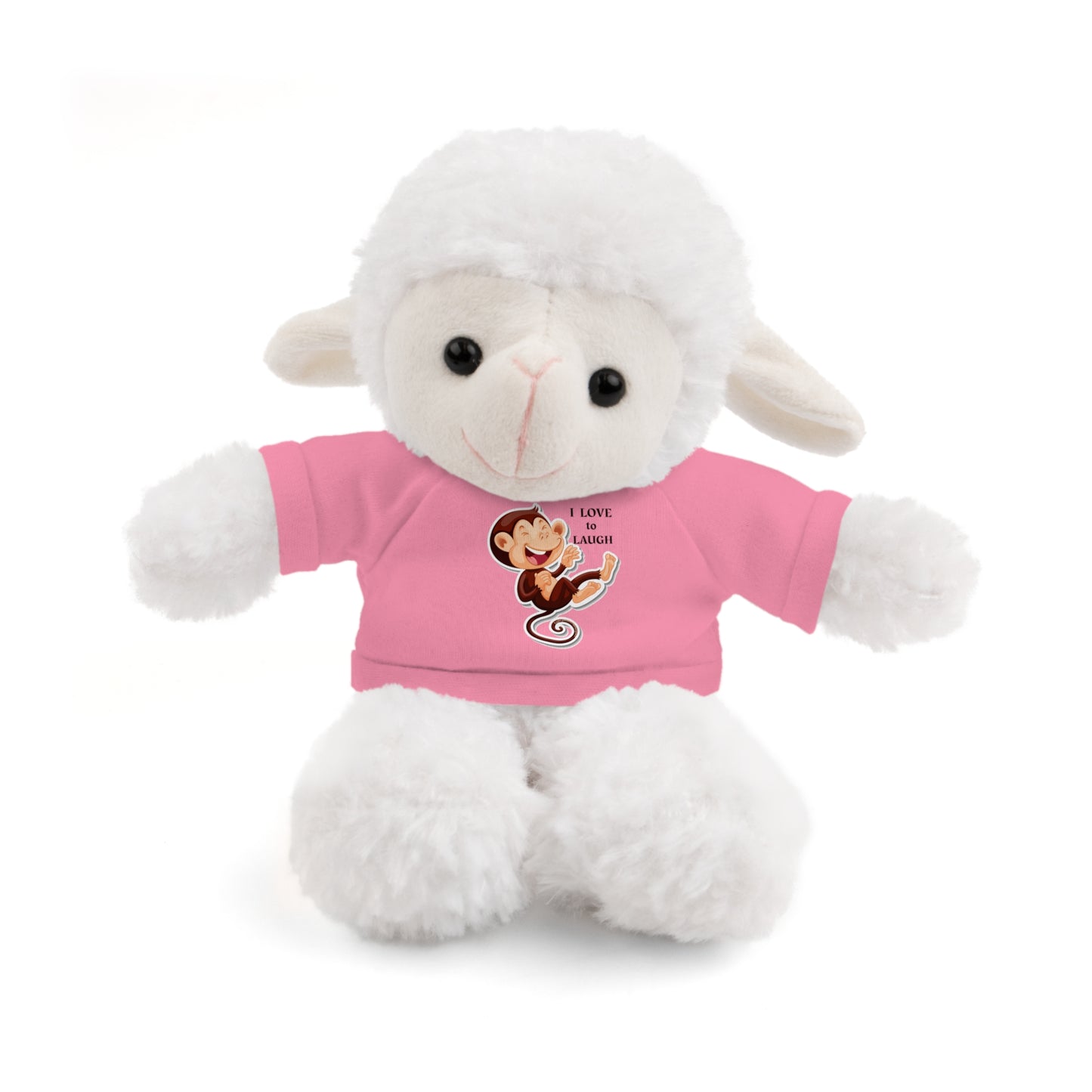 Cool Stuff Stuffies 6 Animals I Love to Laugh Monkey plush with removable T-shirt, featuring a laughing cartoon monkey design, ideal for playful snuggling.