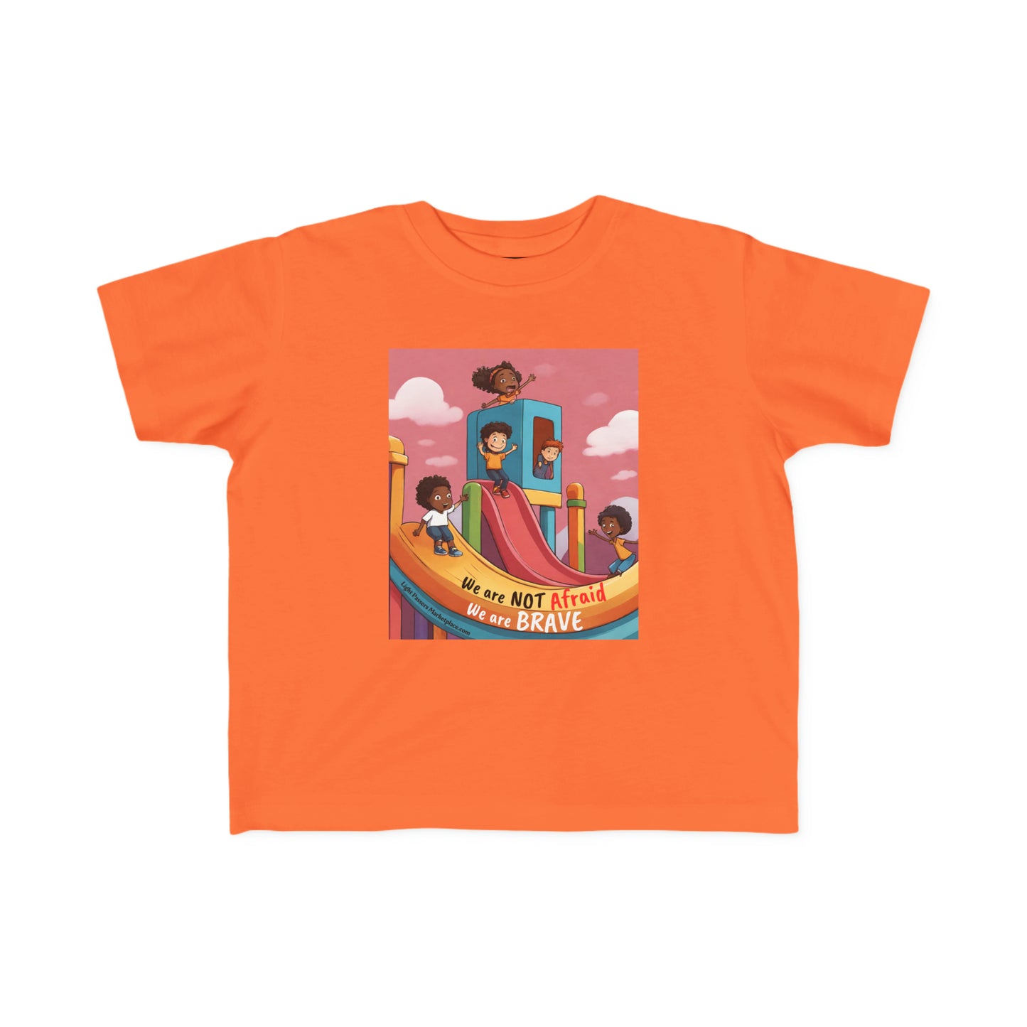 A Brave Toddler T-shirt featuring cartoon characters on a soft, durable tee perfect for sensitive skin. Made of 100% combed, ring-spun cotton with a classic fit.