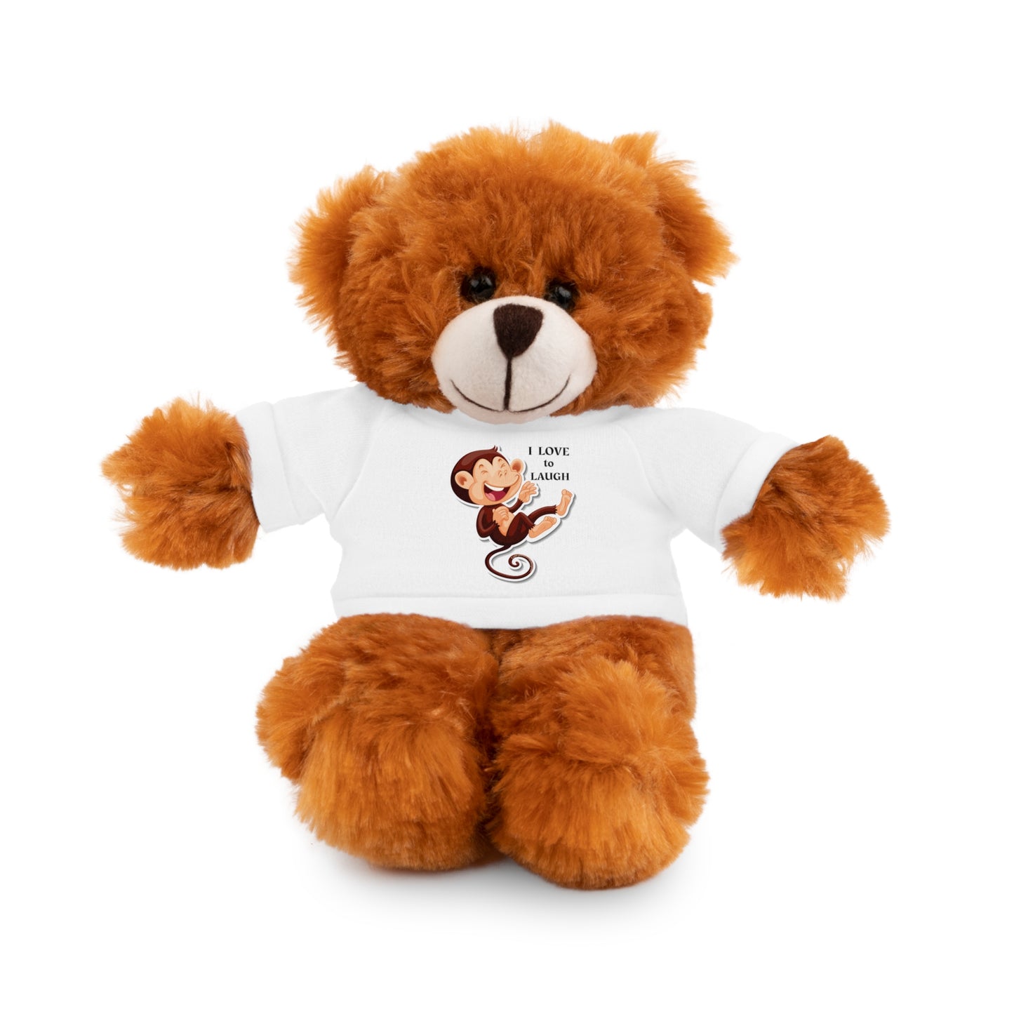 Cool Stuff Stuffies 6 Animals I Love to Laugh Monkey removable T-shirt; plush toy featuring a cheerful monkey with a removable shirt imprinted with a laughing expression.