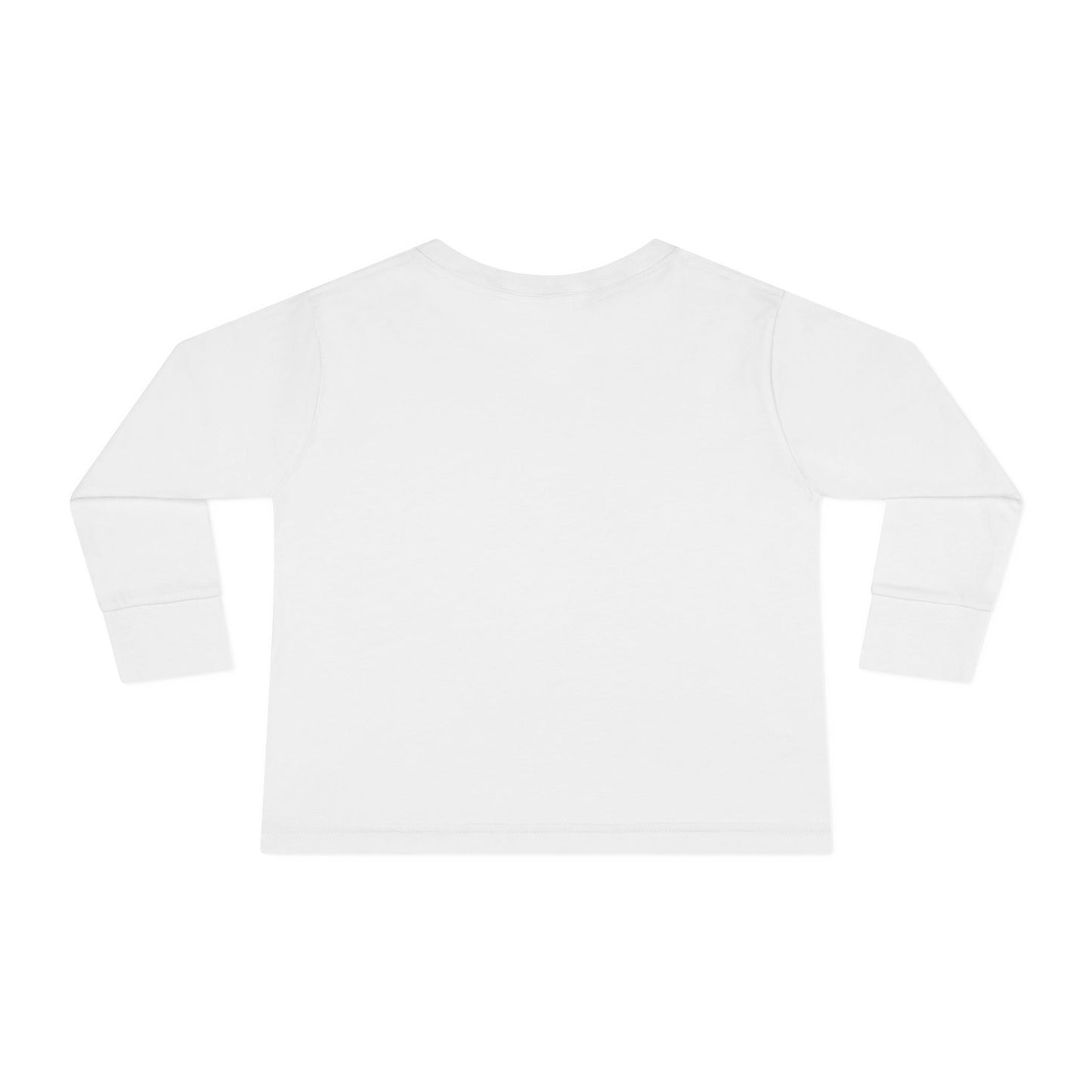 Toddler long sleeve swim tee with side seams and ribbed cuffs, ideal for pool or beach play, ensures comfort and structure for active wear. Back of the shirt.