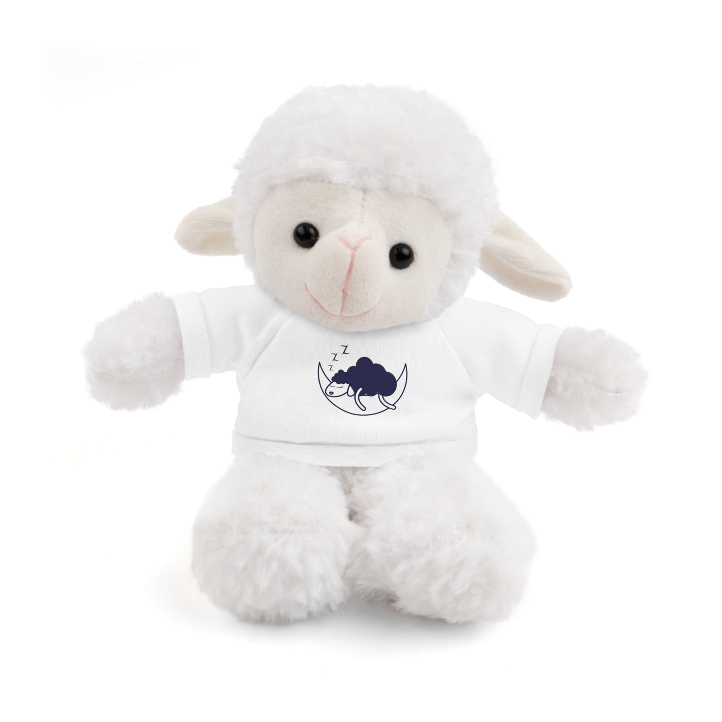 Sleep Sheep Stuffed Animal with shirt Cool Stuff Stuffies; features a plush white sheep wearing a cotton tee, designed for children aged 3 and up.