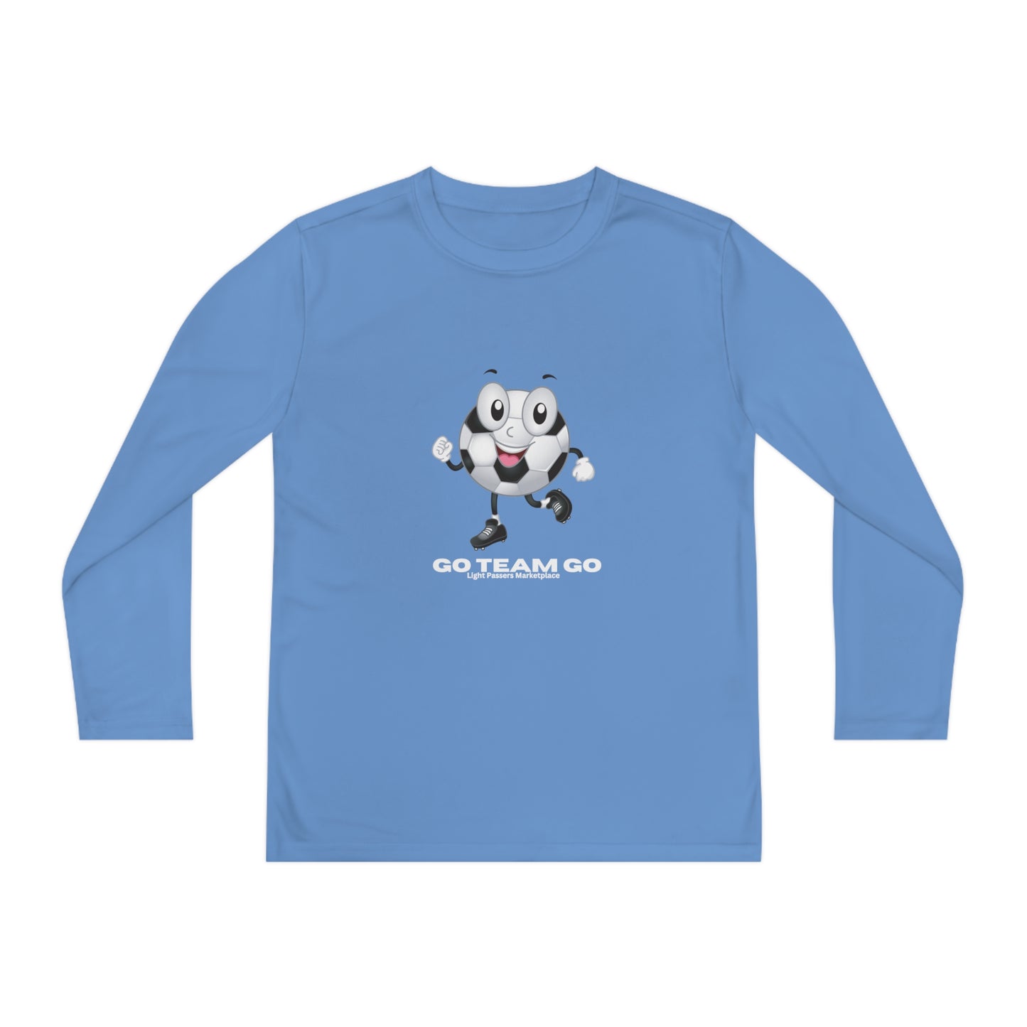 Teams Youth Long Sleeve Soccer Ball Guy features a cartoon soccer ball character, perfect for young sports fans. Lightweight, moisture-wicking fabric ensures comfort during activities.