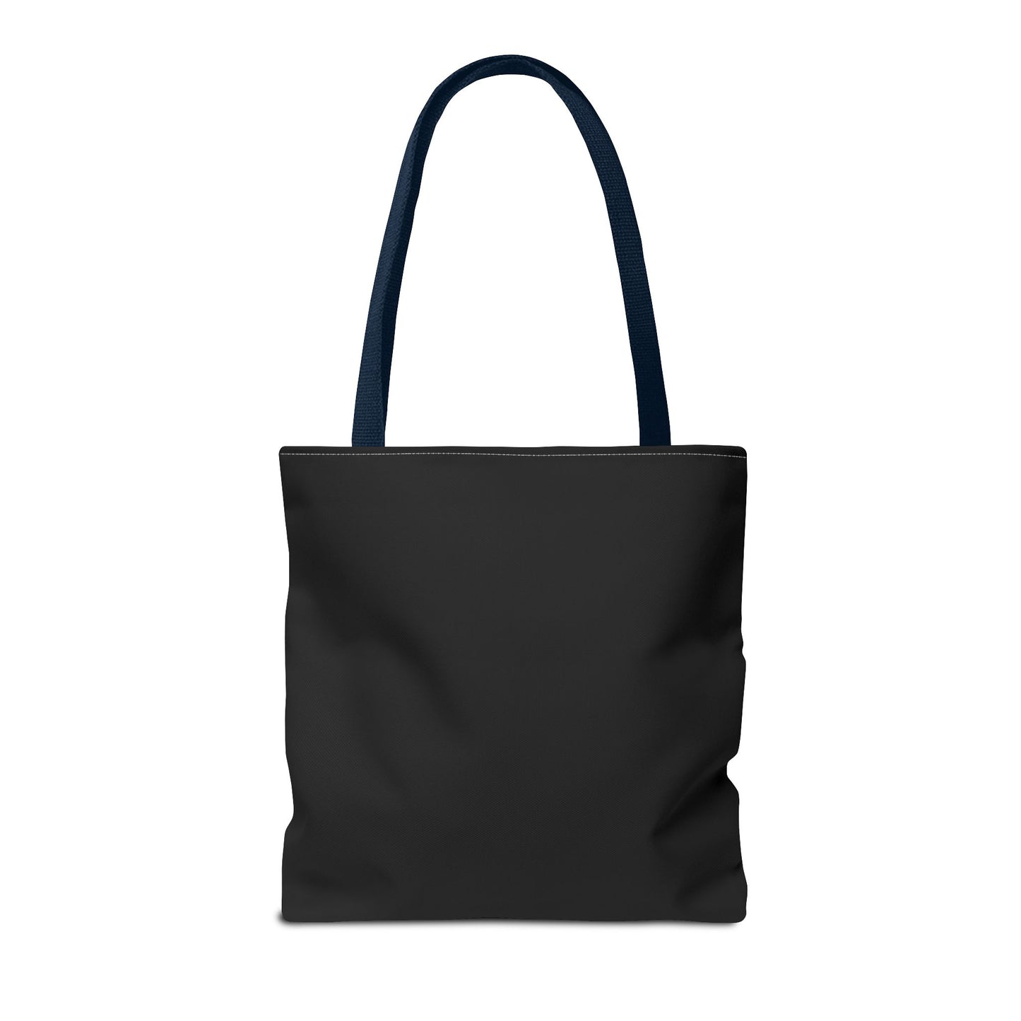 Cool Stuff Accessories Light Passers Gold Logo Tote Bag with a black back and blue handle, featuring durable polyester material and available in three sizes. Light Passers Logo on the front.