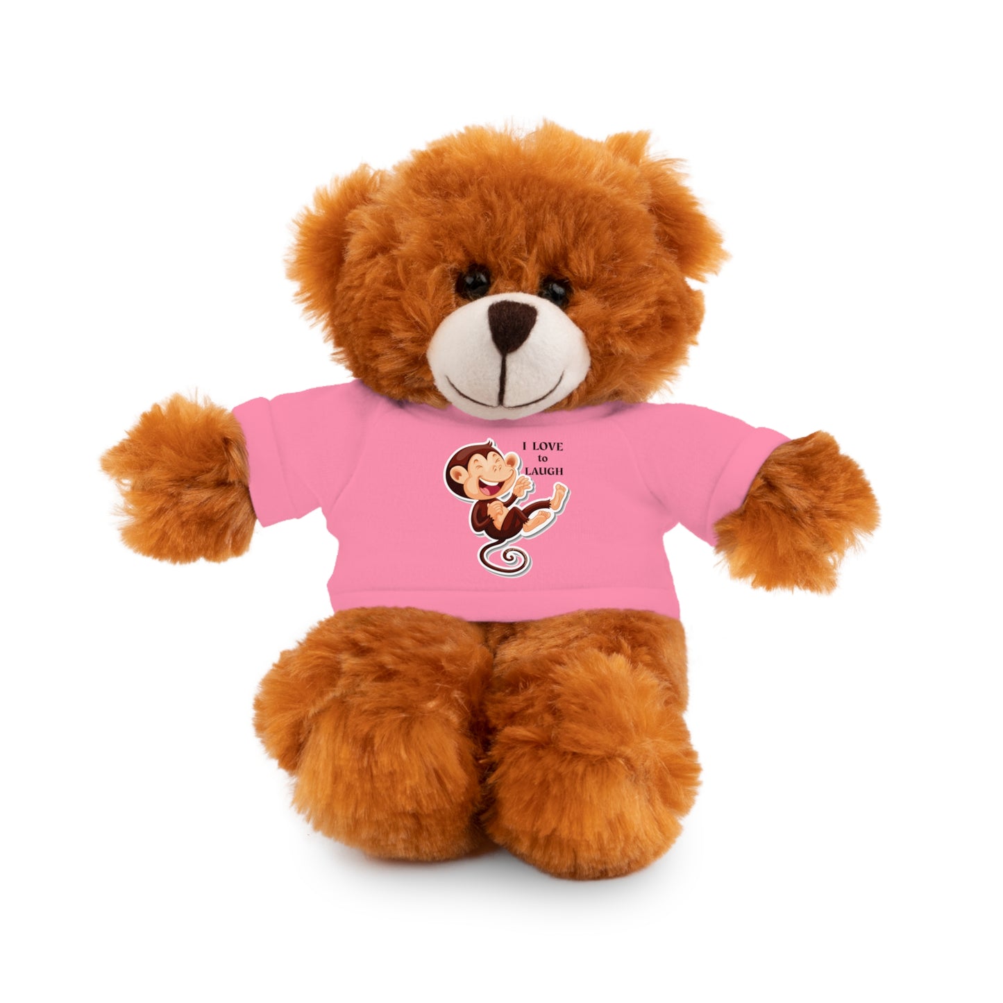 Cool Stuff Stuffies 6 Animals I Love to Laugh Monkey features a plush monkey toy wearing a removable pink T-shirt, perfect for snuggling and play.
