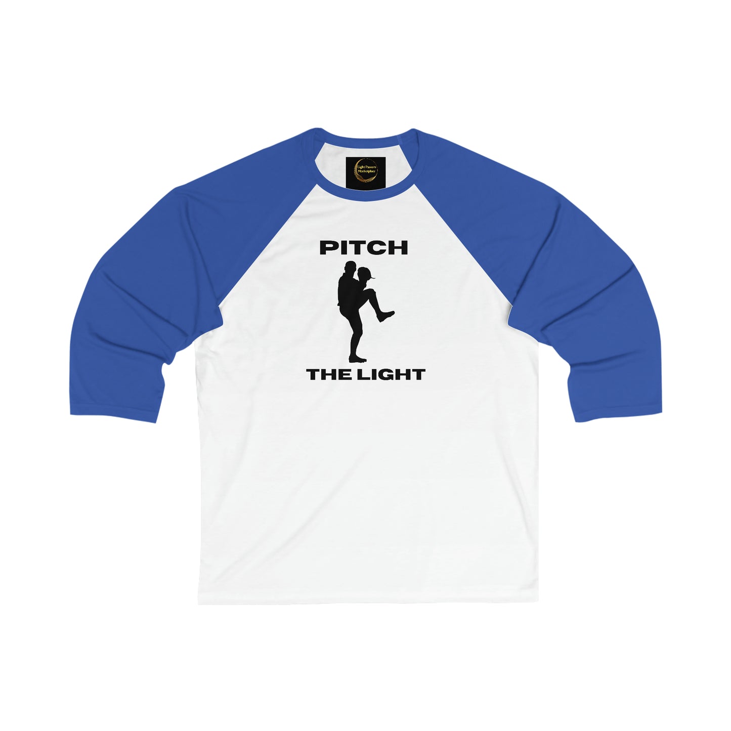Unisex 3/4 sleeve baseball tee with frame-like sleeves for enhanced design visibility. Ribbed collar, side seams for durability and structure. 52% cotton, 48% polyester blend.