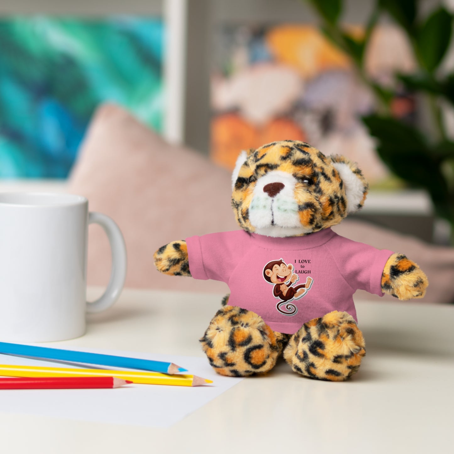 Cool Stuff Stuffies 6 Animals I Love to Laugh Monkey with removable T-shirt, features a plush toy perfect for kids, showcasing a playful, laughing monkey design.