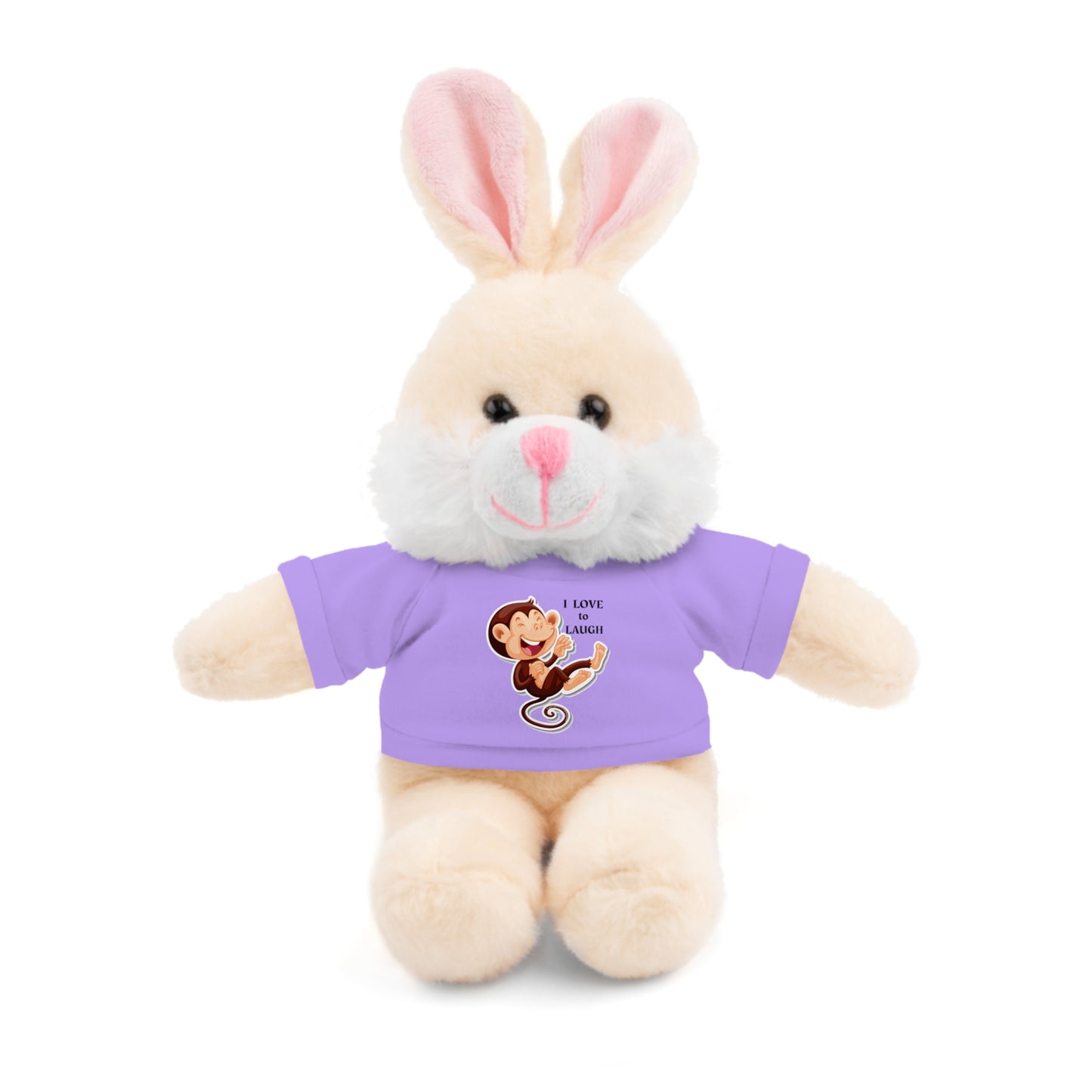 Cool Stuff Stuffies 6 Animals I Love to Laugh Monkey plush with removable T-shirt, featuring a cartoon monkey laughing, perfect for snuggling.