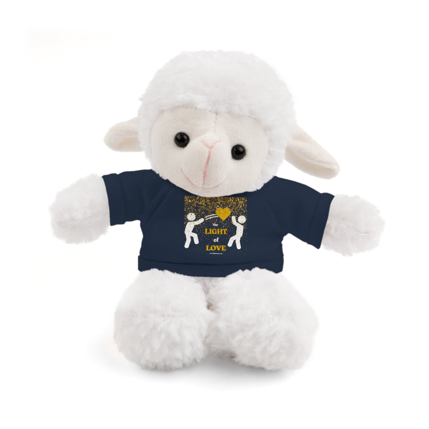 Love Sheep Stuffed Animal with shirt, 8 tall, features a fluffy plush body, cotton tee, suitable for kids age 3+, perfect for play and cuddles.