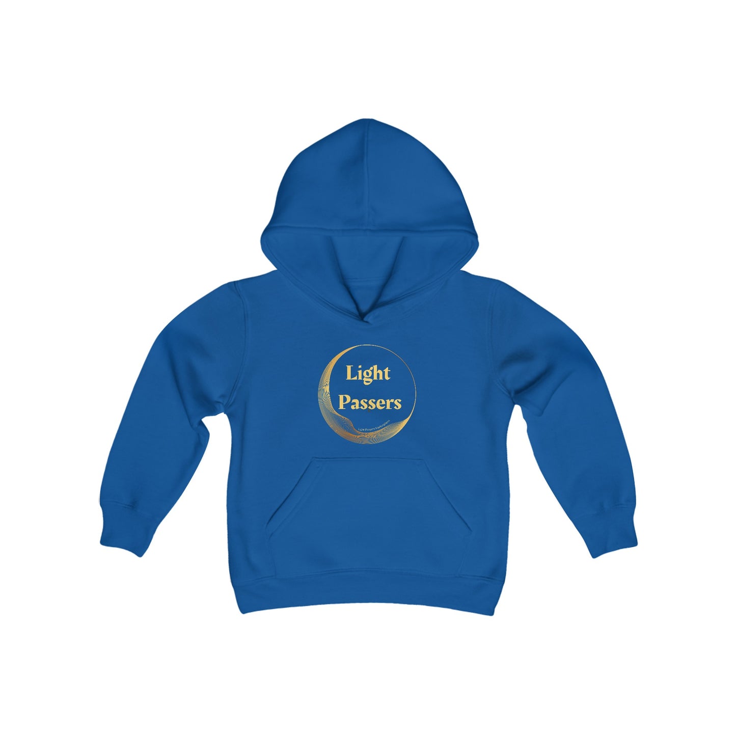 Youth blend hooded sweatshirt with kangaroo pocket, twill taping, and soft fleece. Ideal for printing, 50% cotton, 50% polyester. Regular fit, sewn-in label.