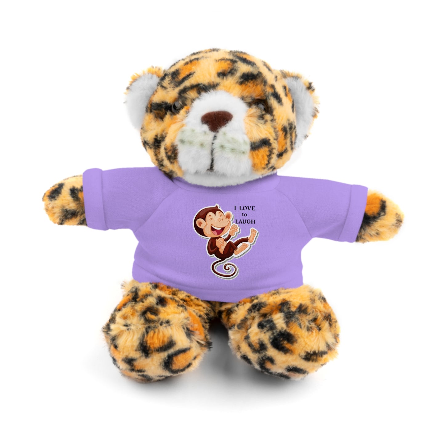 Cool Stuff Stuffies plush toy featuring a monkey with a removable T-shirt, showcasing a happy expression with I Love to Laugh.