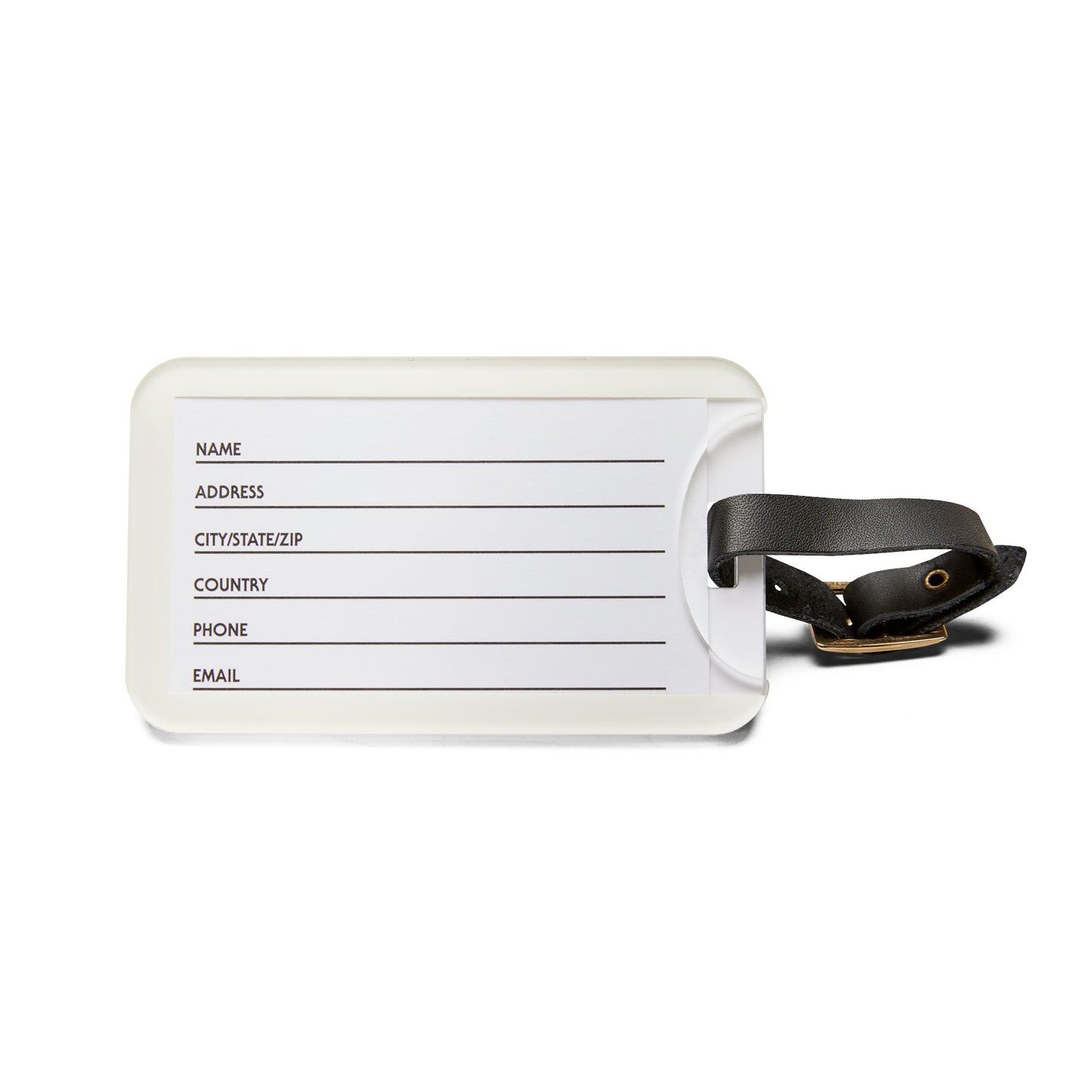Luggage Tag On Fire You are the Light: A durable white tag with black leather strap, designed for personalization, ideal for adding positivity to your travels.