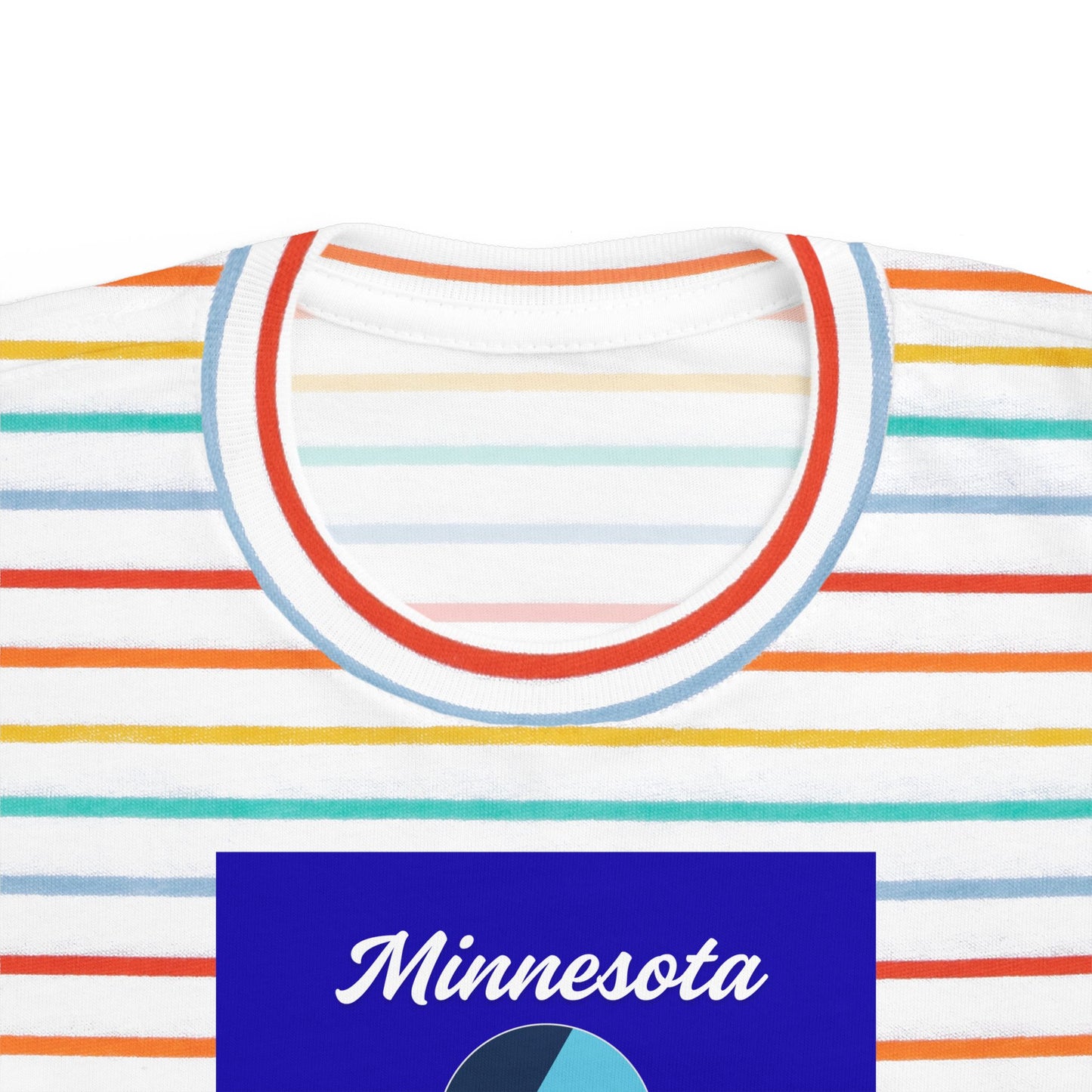 Love and Peace The Light Minnesota Strong Toddler Tee features colorful stripes, a blue Minnesota graphic, crew neckline, promoting comfort and warmth for active toddlers.
