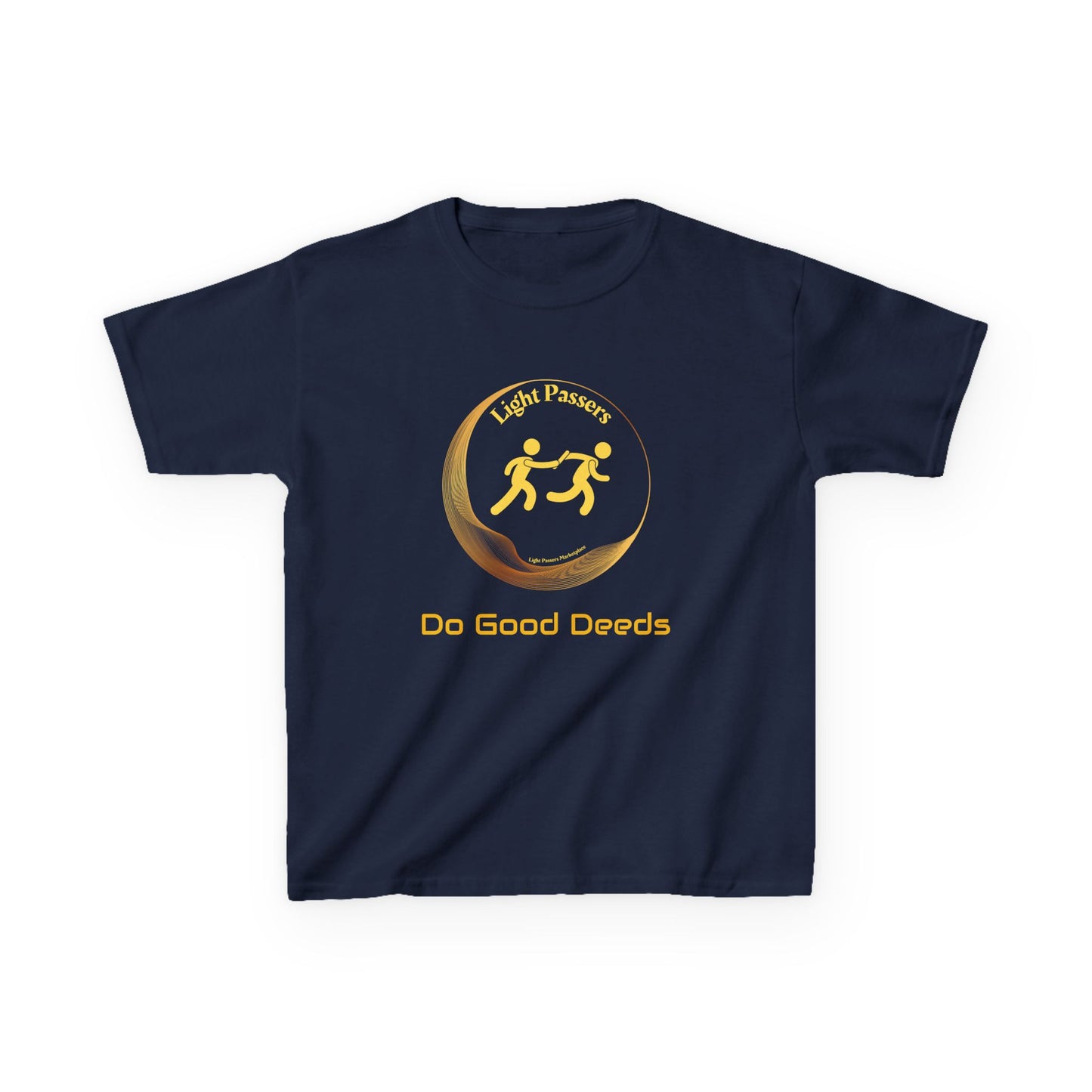 Youth T-Shirt featuring Pass the Light Relay Logo, promotes kindness. Made from soft US cotton, ideal for casual wear and charity events.