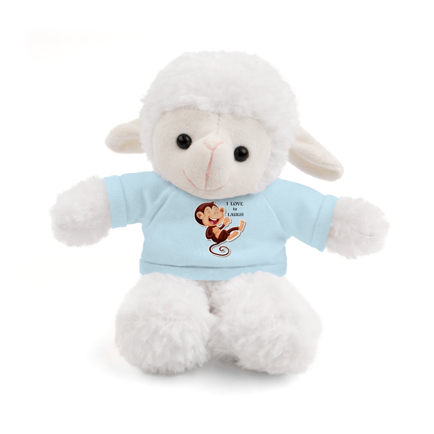 Cool Stuff Stuffies 6 Animals I Love to Laugh Monkey with removable T-shirt, featuring a plush cartoon monkey with a happy expression, perfect for kids.