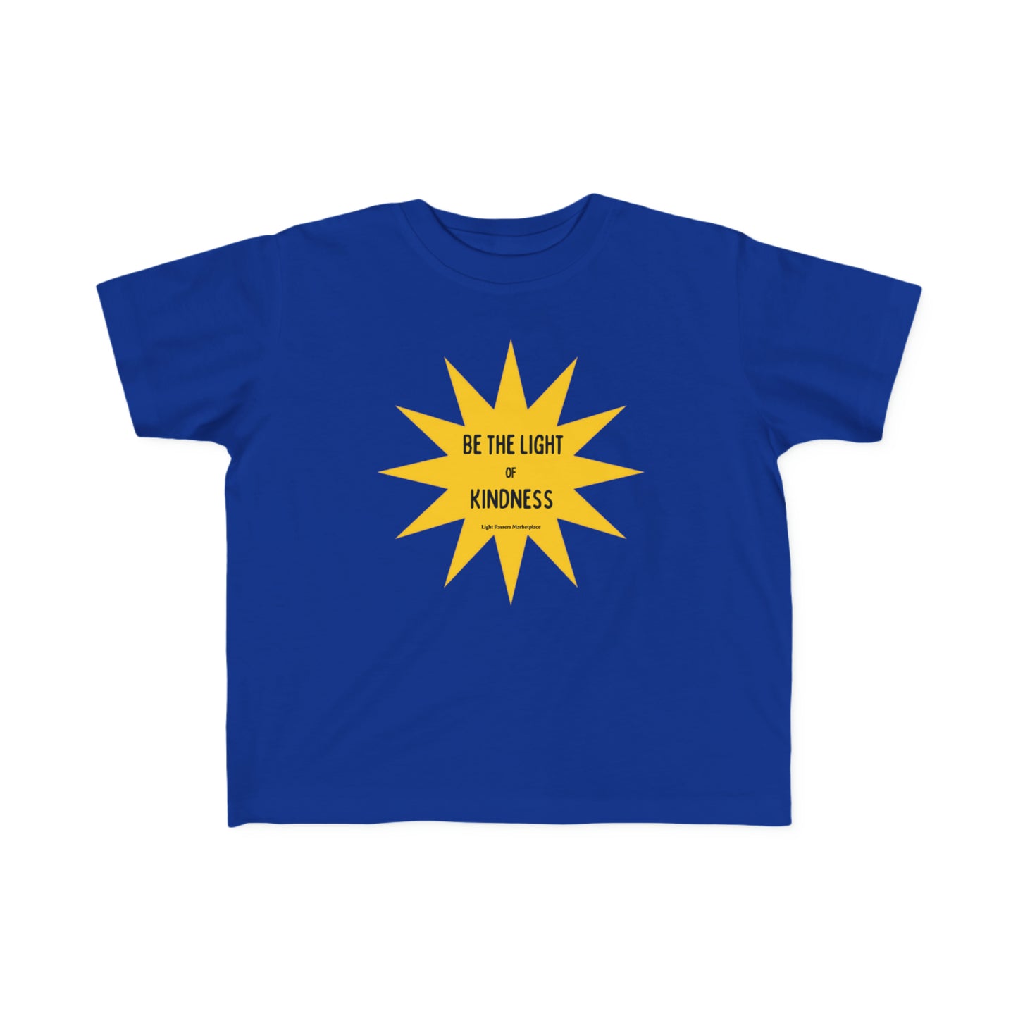 Toddler t-shirt with a yellow star and black text design, made of soft 100% combed cotton for sensitive skin. Durable print, tear-away label, classic fit, ideal for little adventurers.