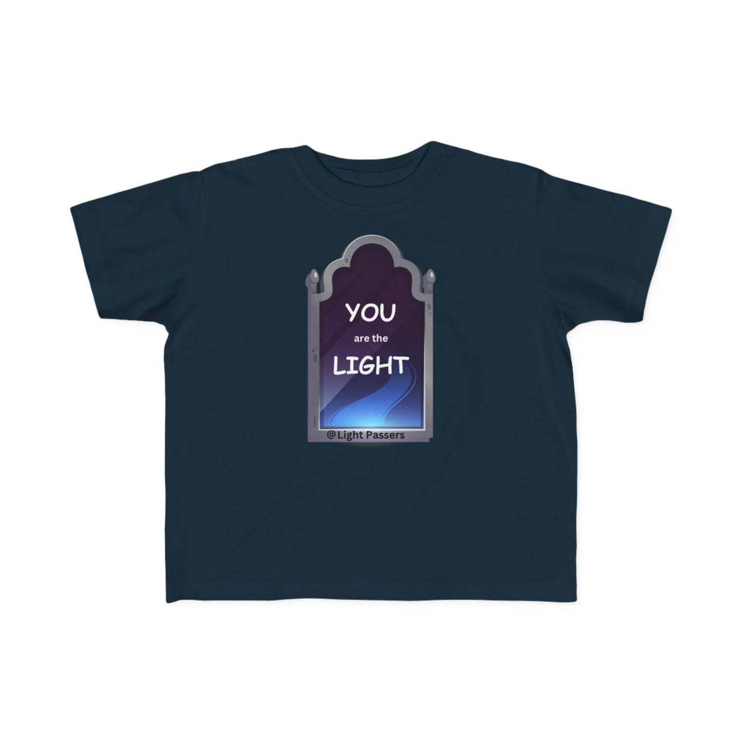 A toddler's tee featuring the You are the Light Mirror design. Soft, 100% combed cotton, durable print, tear-away label, classic fit, 4.5 oz fabric.