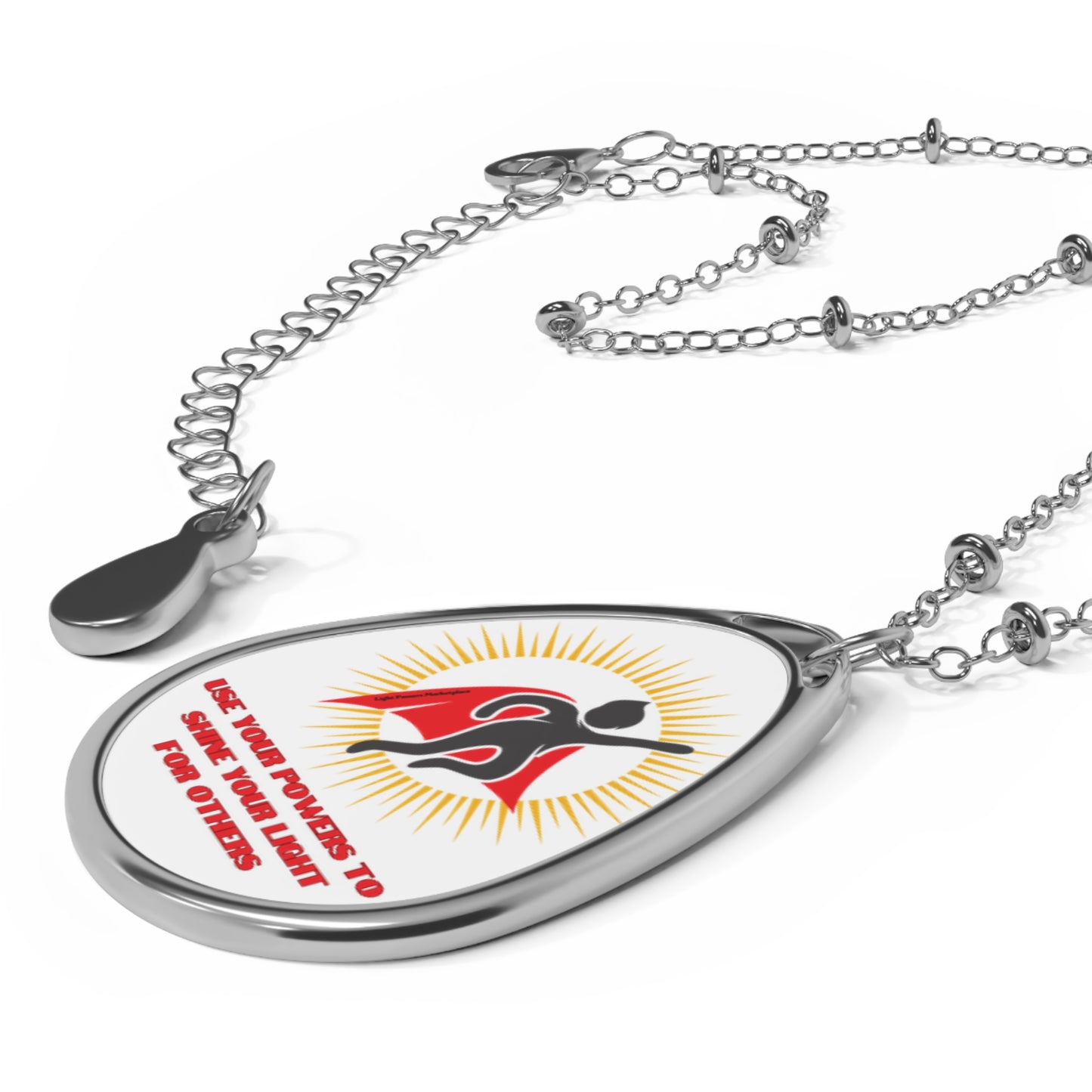 Join the Mission Necklace: silver chain with pendant featuring a running figure, symbolizing positivity; part of Cool Stuff Accessories' Light Passer collection.
