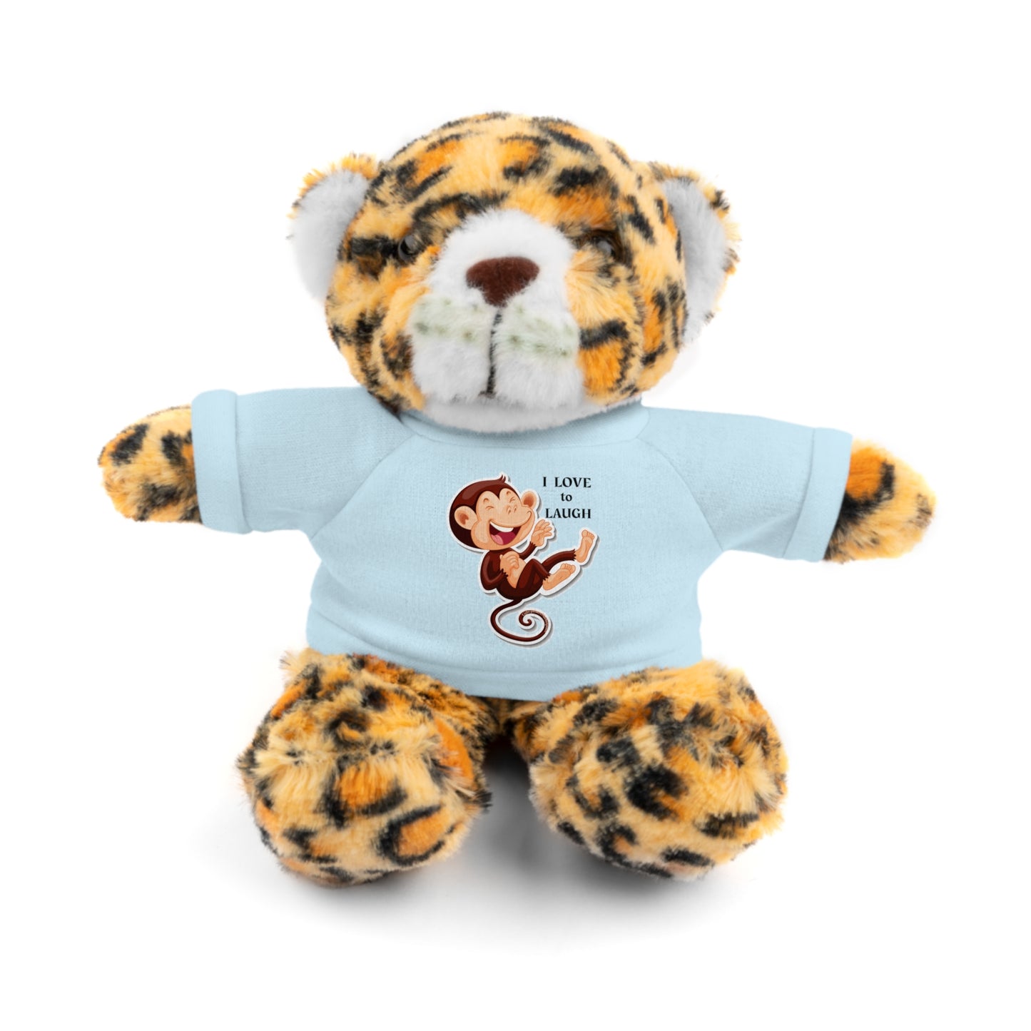 Cool Stuff Stuffies 6 Animals I Love to Laugh Monkey plush toy, featuring a removable T-shirt with a happy cartoon monkey expression, perfect for kids.