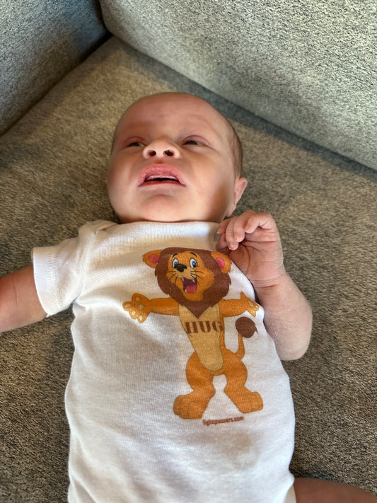 Light Passers Marketplace Lion Hug Baby Short Sleeve Onesie® T-shirts, Simple Messages, Mental Health