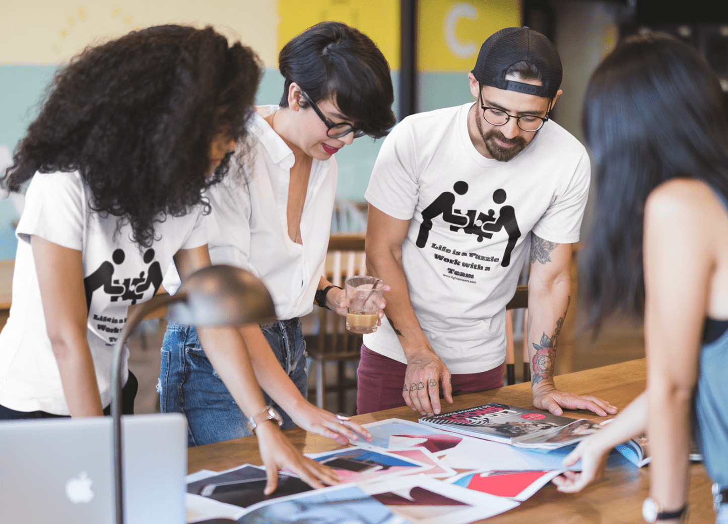 Teams Life is a Puzzle Adult Unisex T-shirt; classic fit, 100% cotton, smooth surface for vivid designs, no side seams, durable taped shoulders.