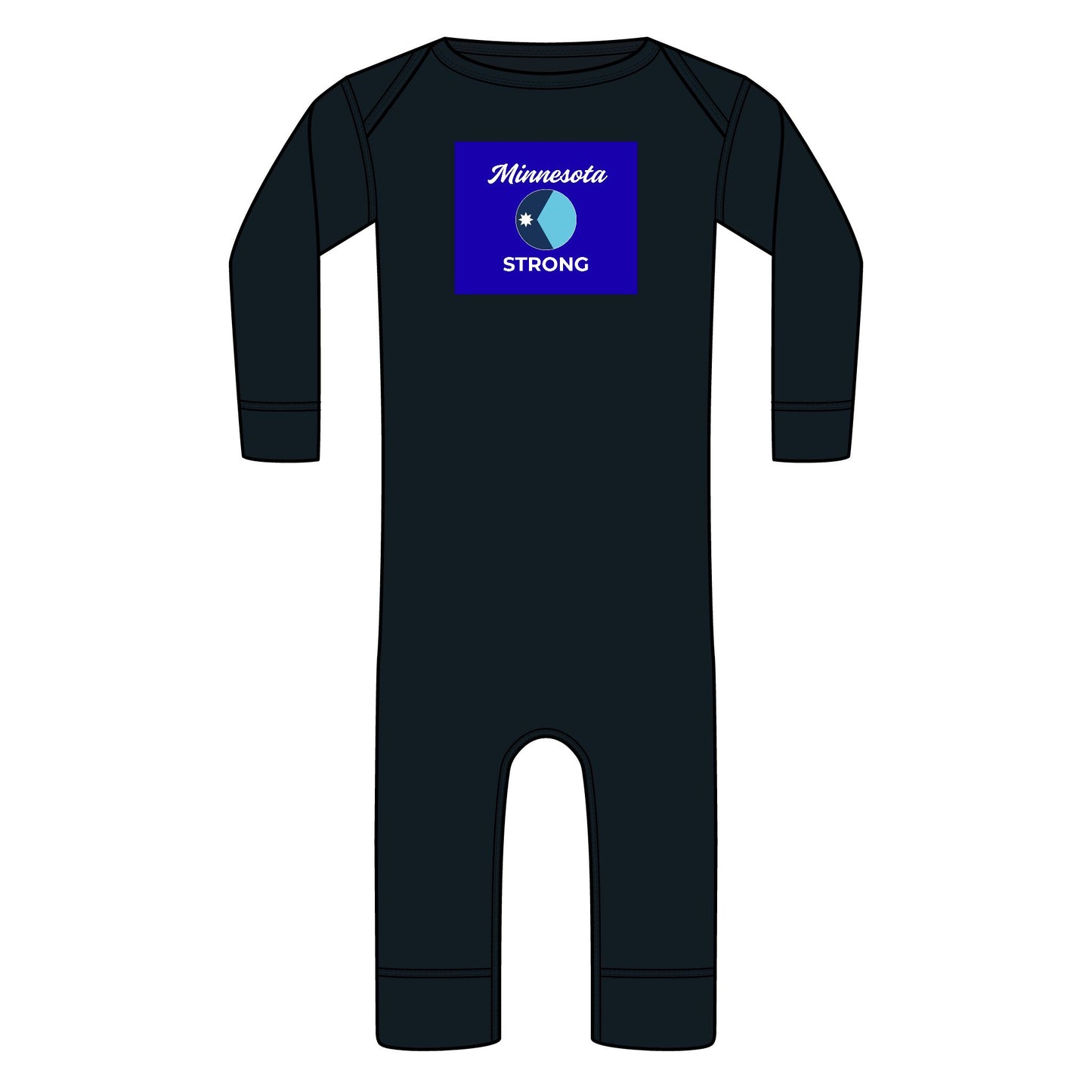 Love and Peace The Light Minnesota Strong Infant Bodysuit featuring Minnesota STRONG on chest; long sleeves, ribbed structure, and three-snap closure for comfort and ease.