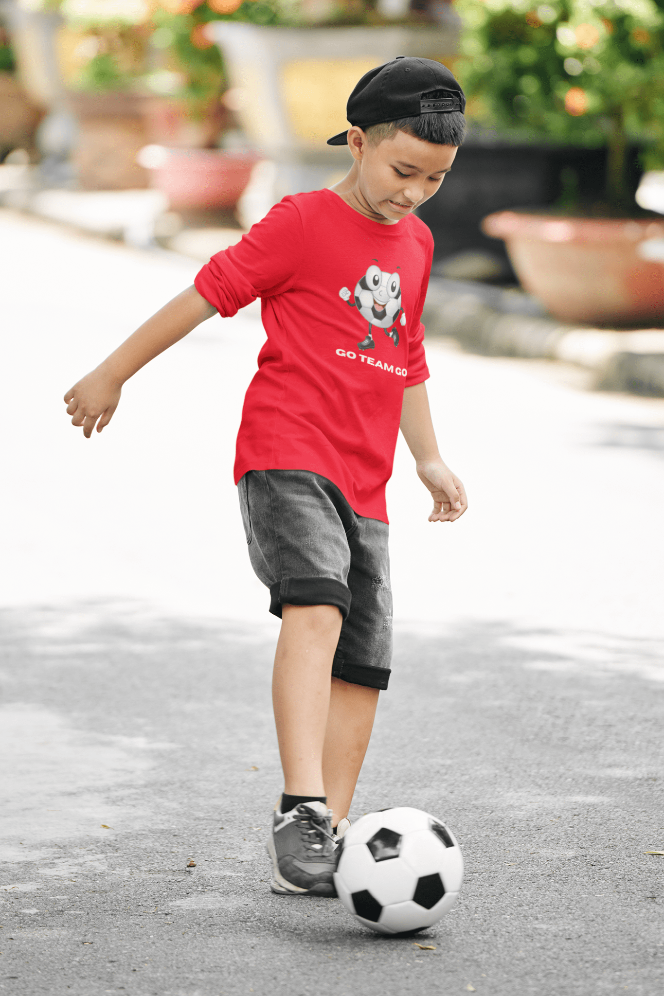 Youth Long Sleeve Soccer Ball Guy Go Team Go