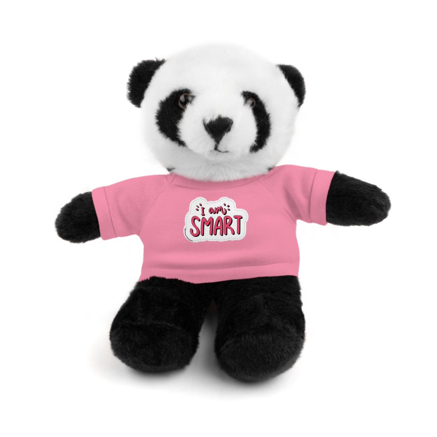 Stuffed panda bear wearing a pink 'I am Smart' T-shirt, part of Cool Stuff Stuffies collection, ideal for educational play and gifting.