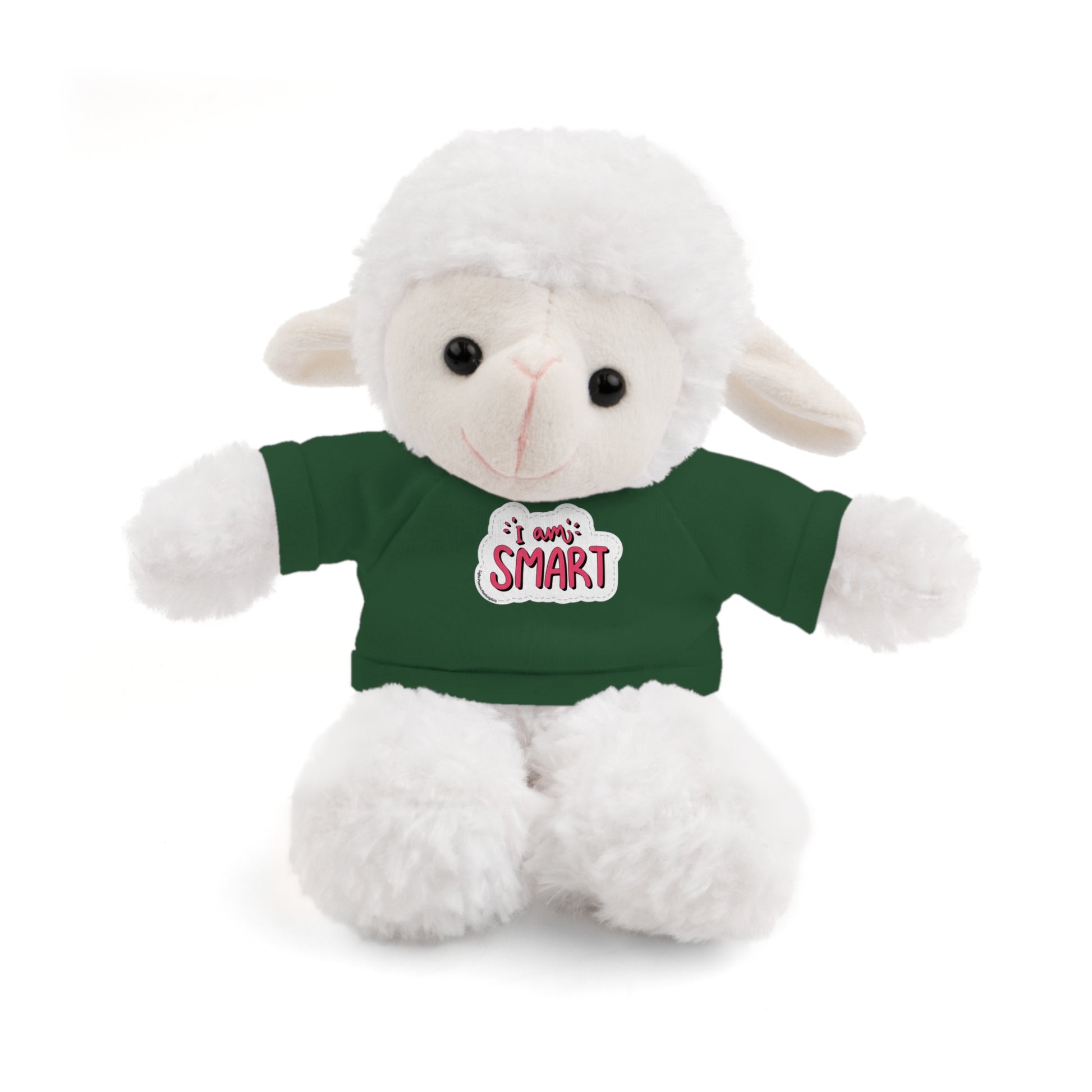 Stuffed bunny wearing a green T-shirt with I am Smart message, part of Cool Stuff Stuffies collection, perfect for educational and cuddly play.
