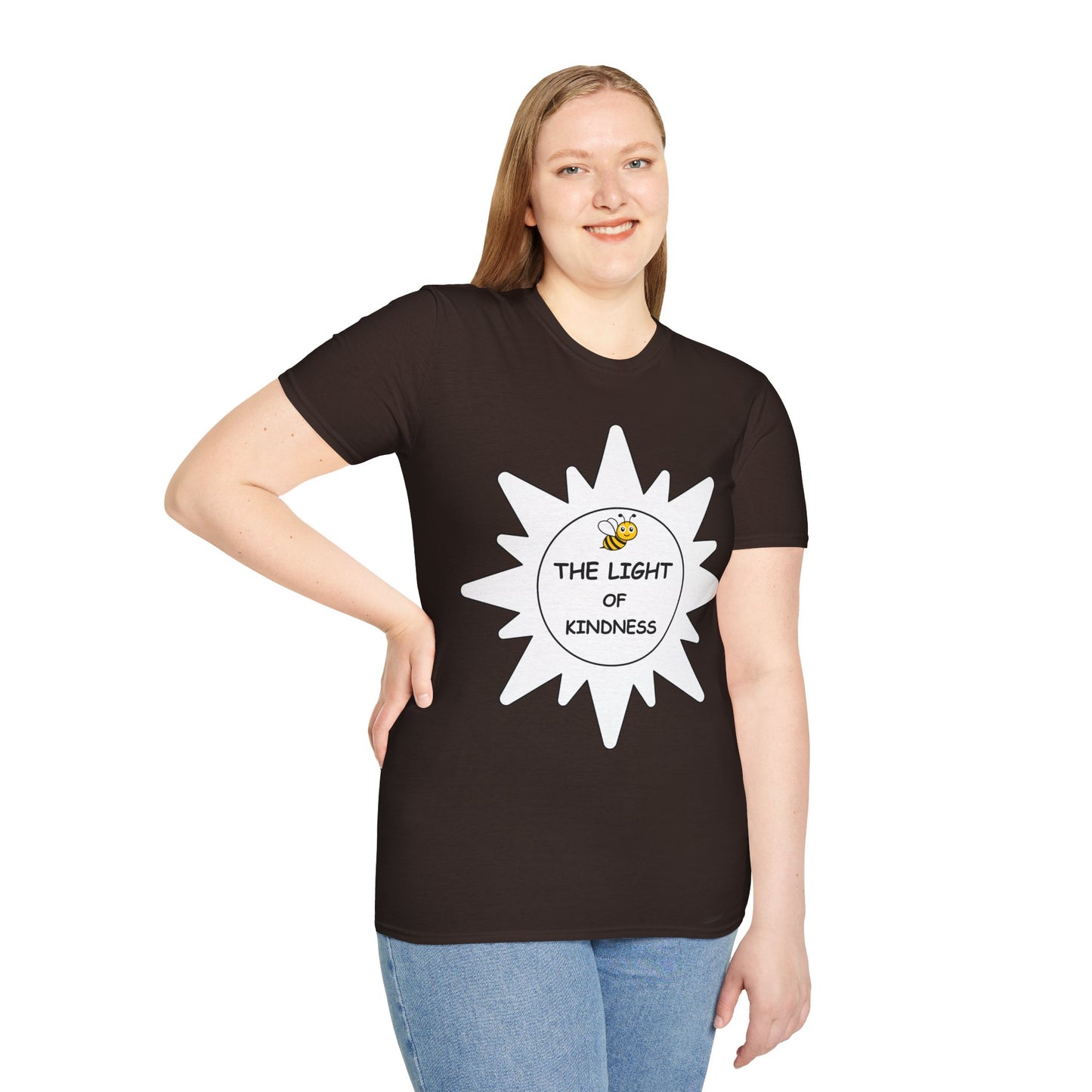 Adult Unisex Kindness Bee T-Shirt — "The Light of Kindness" Sun Graphic Tee