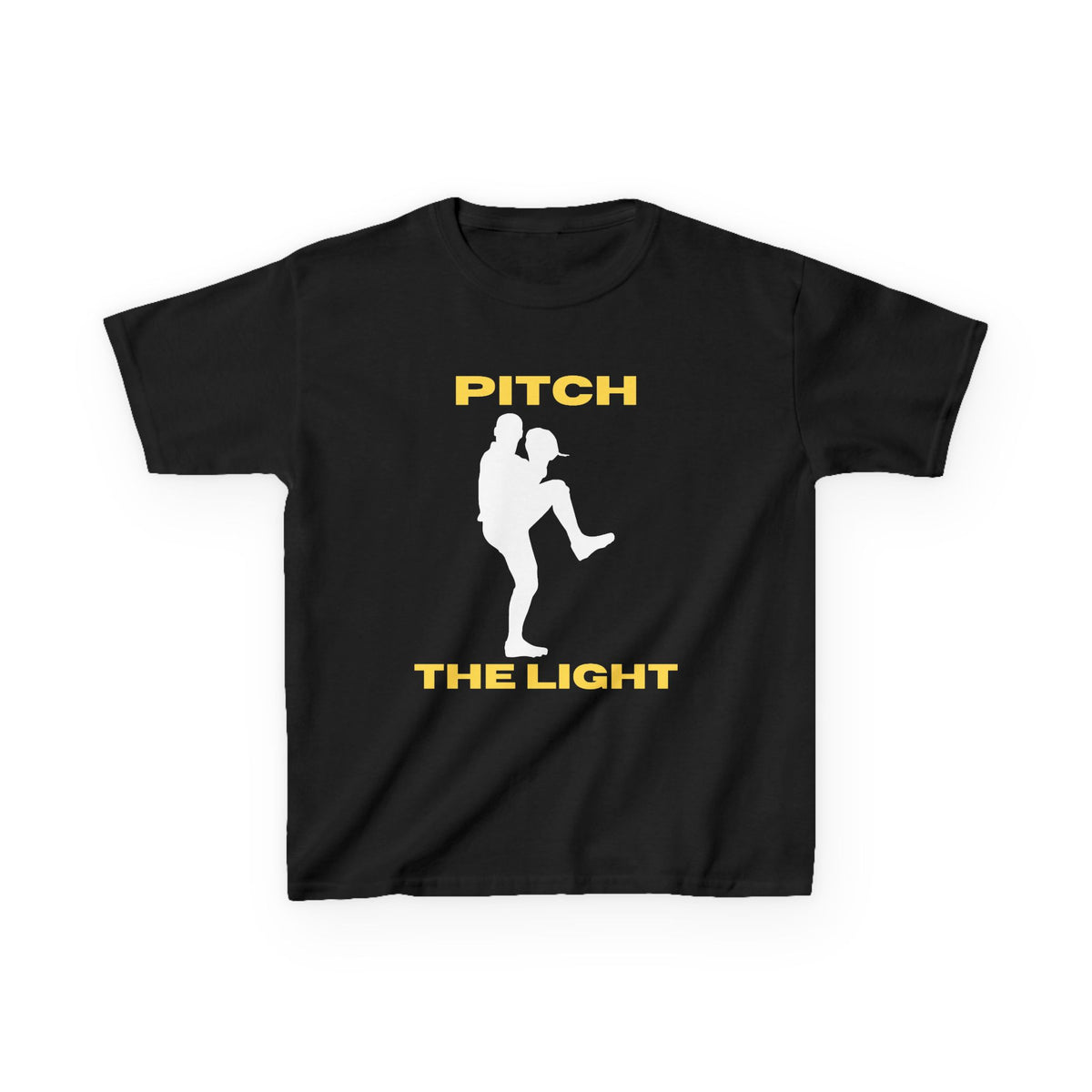 Kids/Youth 'Pitch the Light' Yellow text Baseball Tee