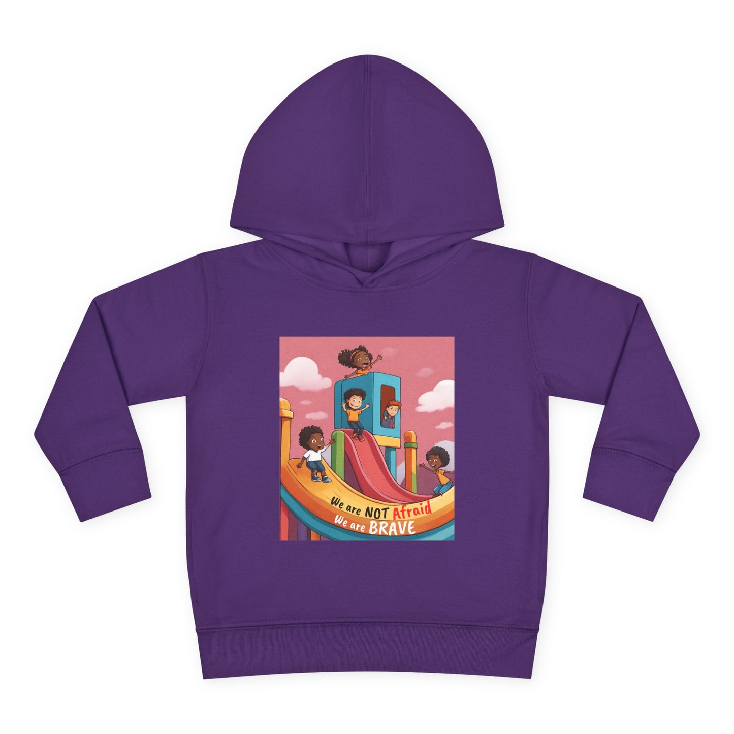 Toddler Hoodie — "We Are Not Afraid, We Are Brave" Rainbow Playground Design