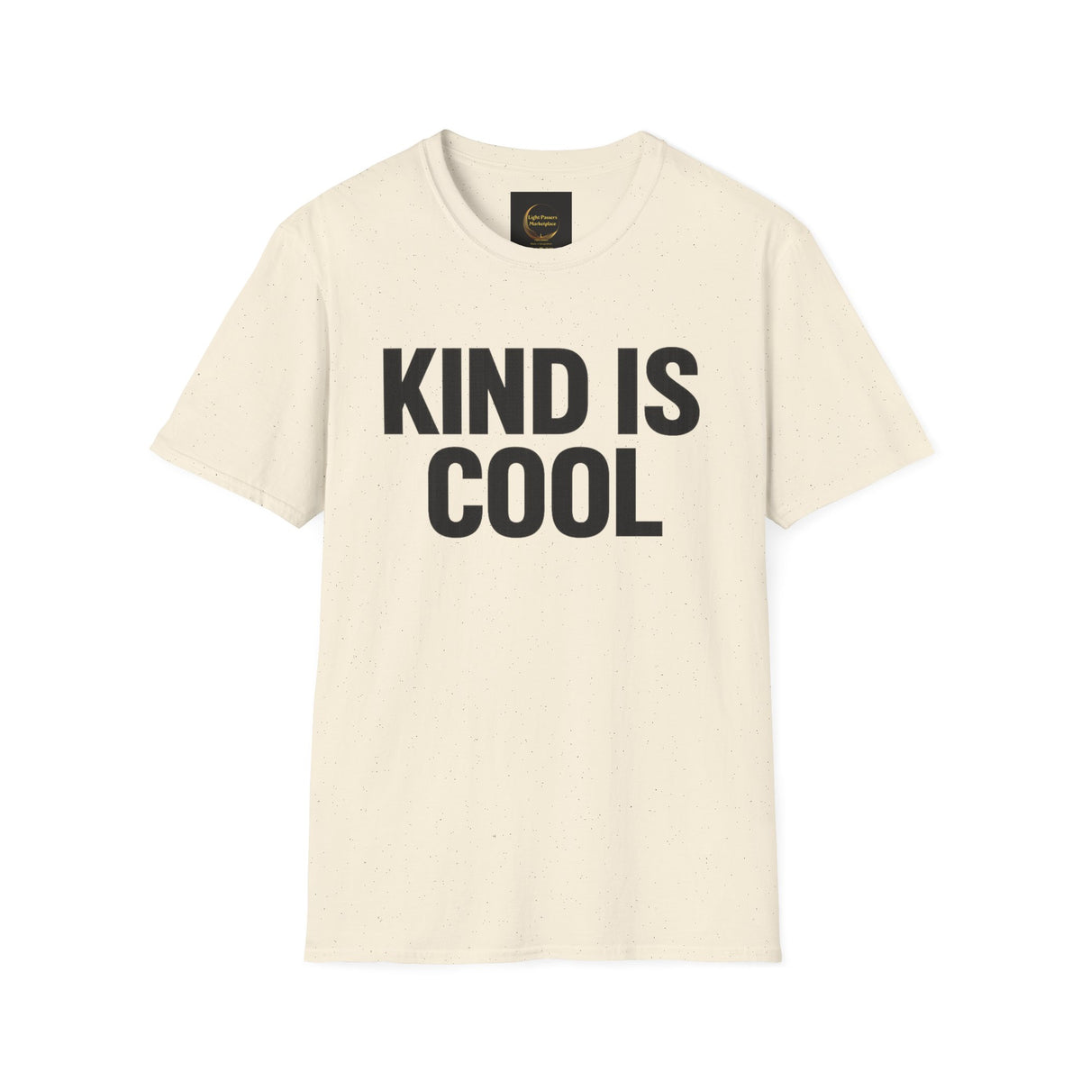 Natural cream unisex T-shirt with 'KIND IS COOL' graphic print