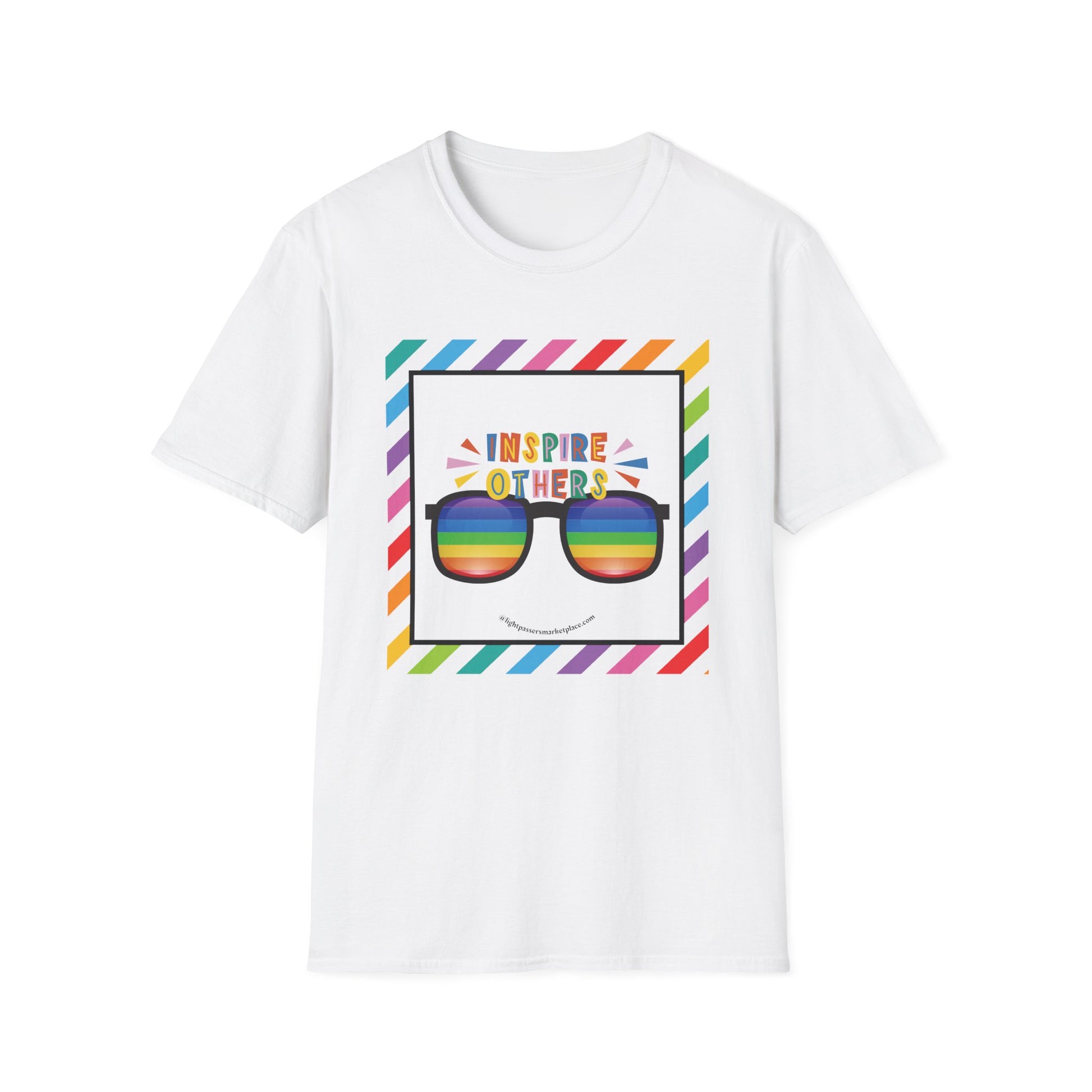 Unisex T-shirt, Light Inspire Others Look, with vibrant print, promoting positivity and individuality. Made from soft, ethically sourced cotton, ideal for casual and uplifting occasions.