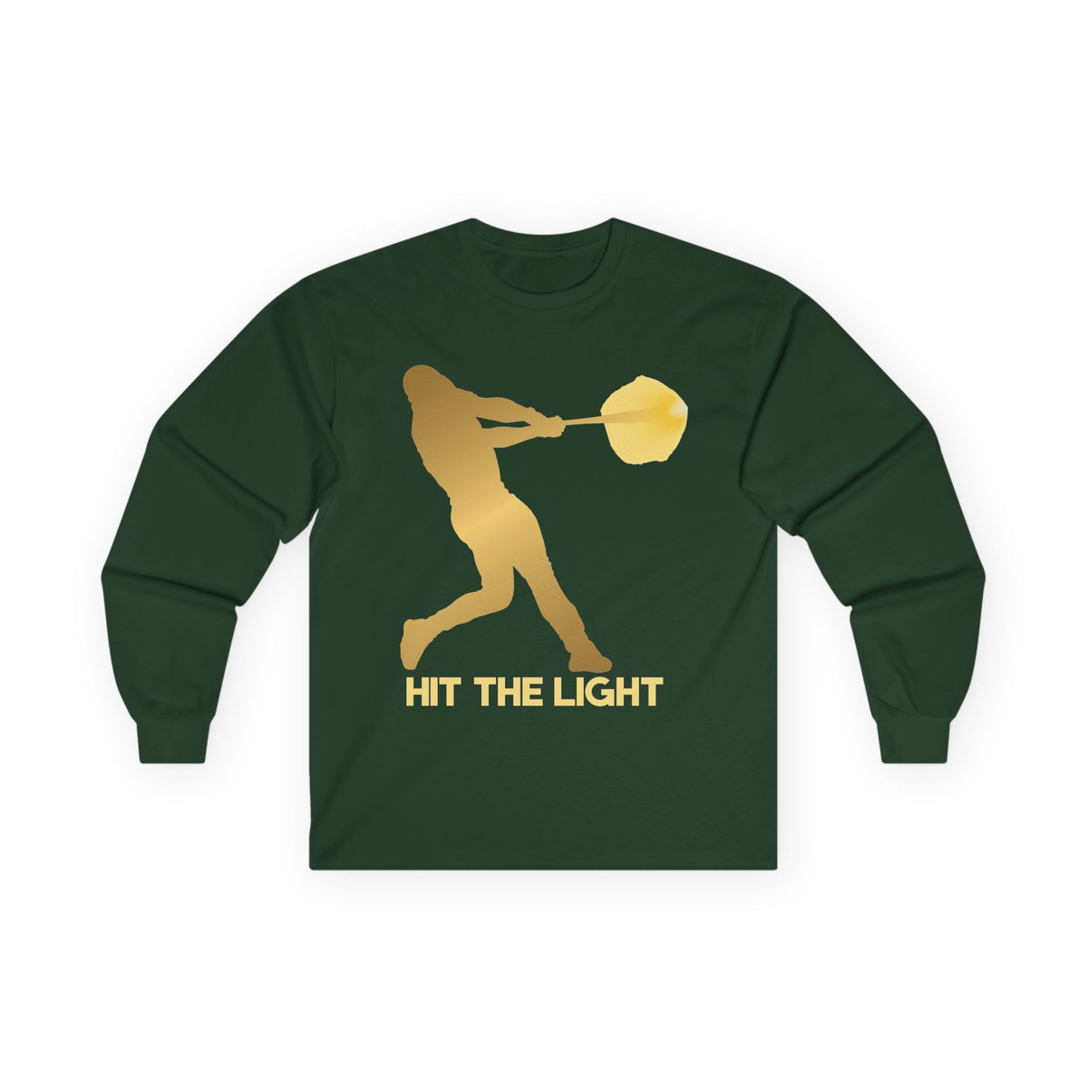 Adult Unisex Male Baseball Batter Silhouette Long Sleeve Tee — 'Hit the Light'