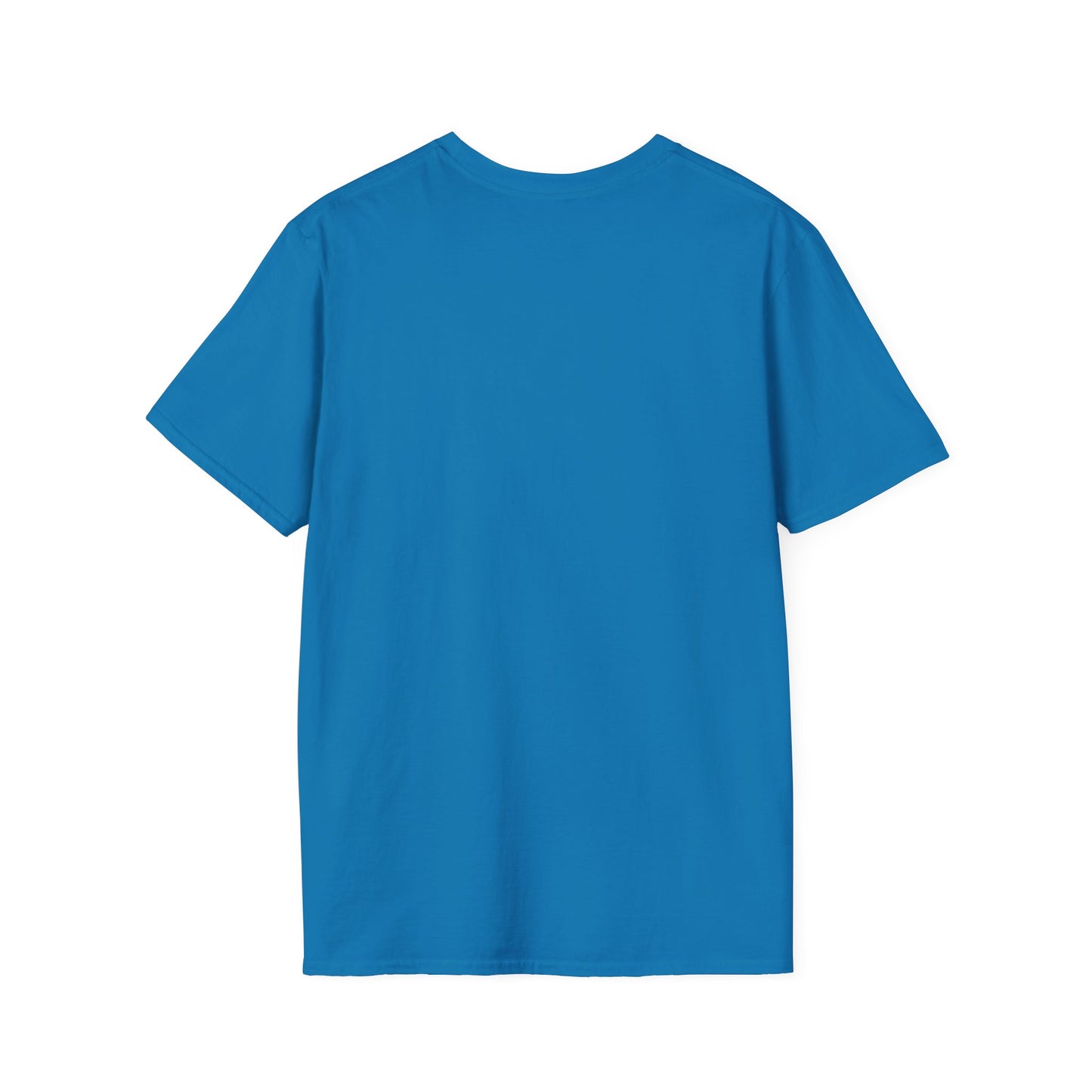 Back view of the Soccer Dog Unisex T-Shirt, a solid-blue, short-sleeve tee made from soft, 100% ring-spun cotton, offering casual comfort and durability.