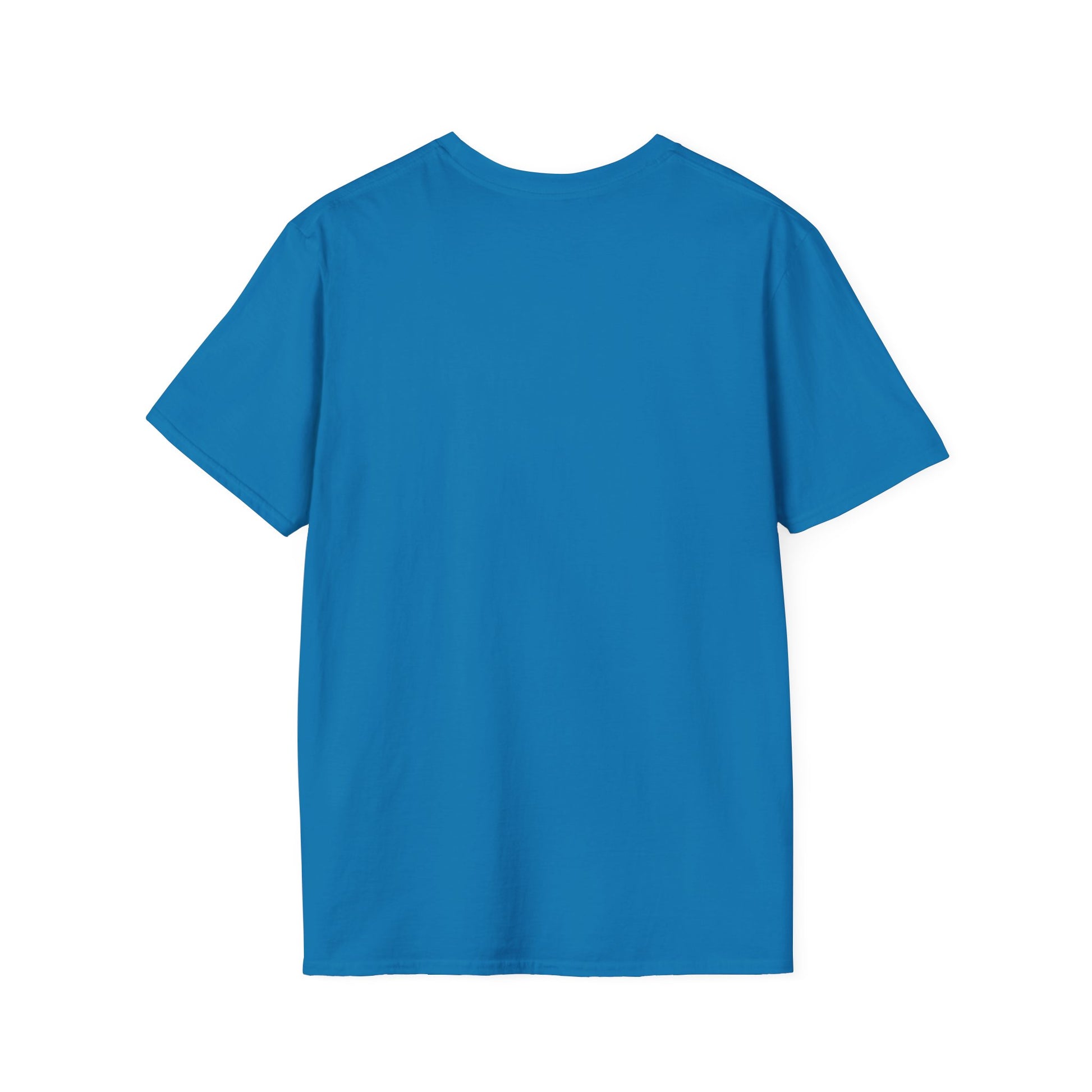 Back view of the Soccer Dog Unisex T-Shirt, a solid-blue, short-sleeve tee made from soft, 100% ring-spun cotton, offering casual comfort and durability.