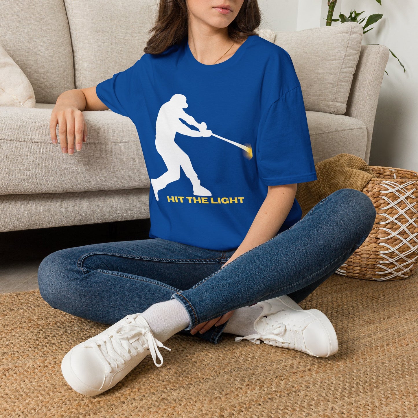 Baseball Batter Silhouette Adult Unisex T‑Shirt — "Hit the Light" white or black images